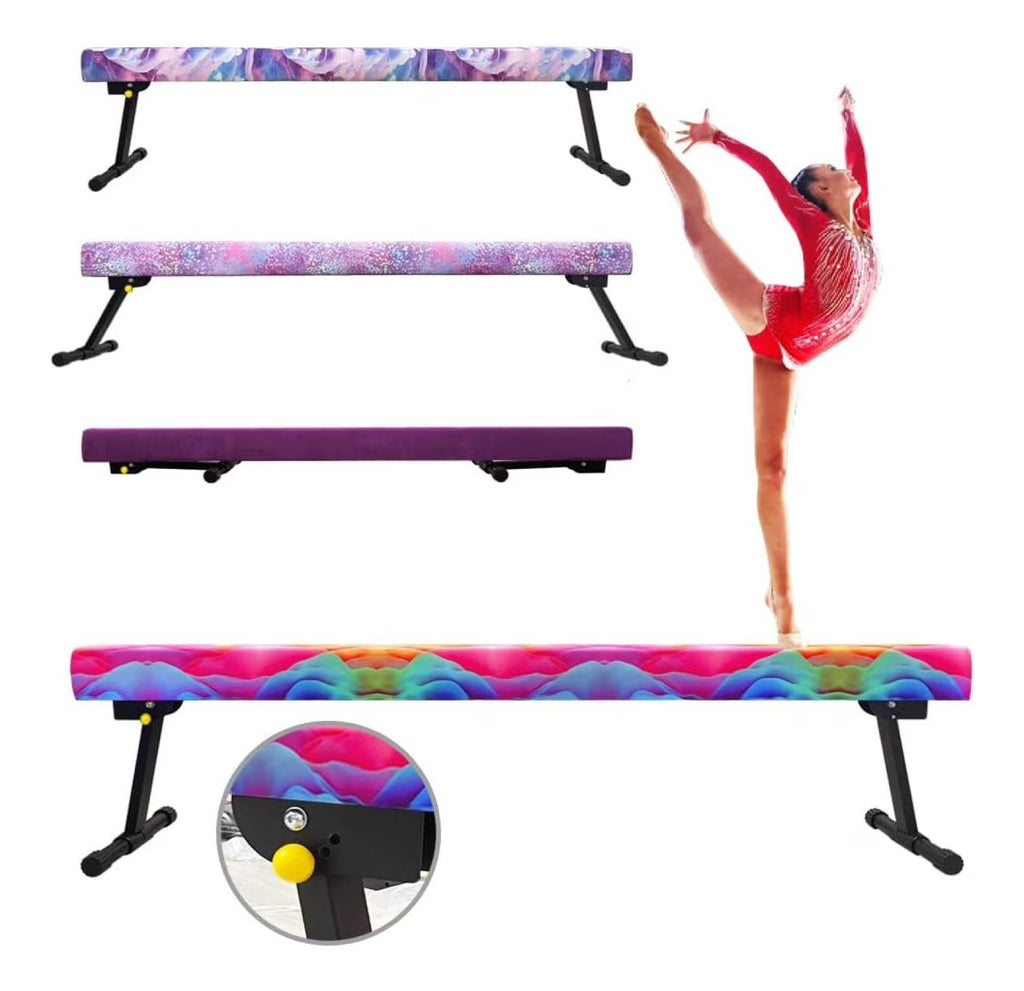 Nouveauté 2026 – Poutre d'équilibre de gymnastique réglable et pliable de 2,4 m (8 pi), équipement de gym à domicile, montage et rangement faciles, aucun outil requis, pour l'entraînement des enfants et des filles