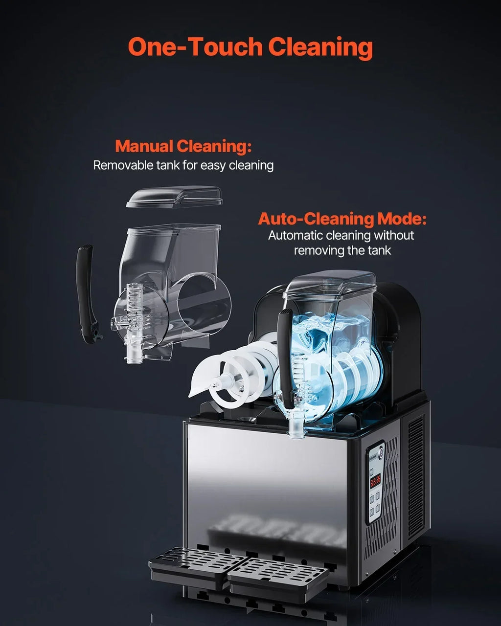 Nouveauté 2026 – Machine à granita commerciale KFFKFF , machine à granita à 2 réservoirs de 4 L, machine à boissons glacées avec maintien de la température, machine à granita