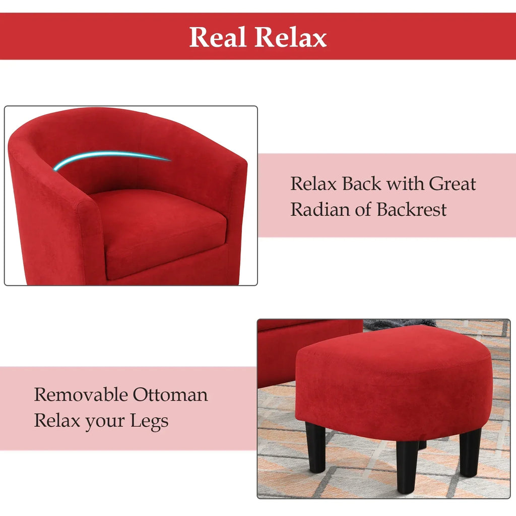 Nouveauté 2026 – Fauteuil d'appoint en velours beige Bonzy Home avec repose-pieds pour salon
