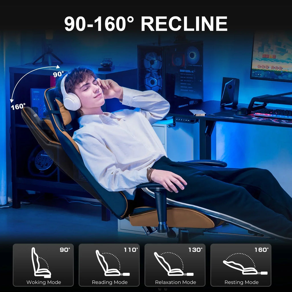Nouveauté 2026 – Chaise de jeu GTRACING , chaise de bureau ergonomique avec soutien lombaire, revêtement en cuir PU, repose-pieds et appui-tête réglable, rouge