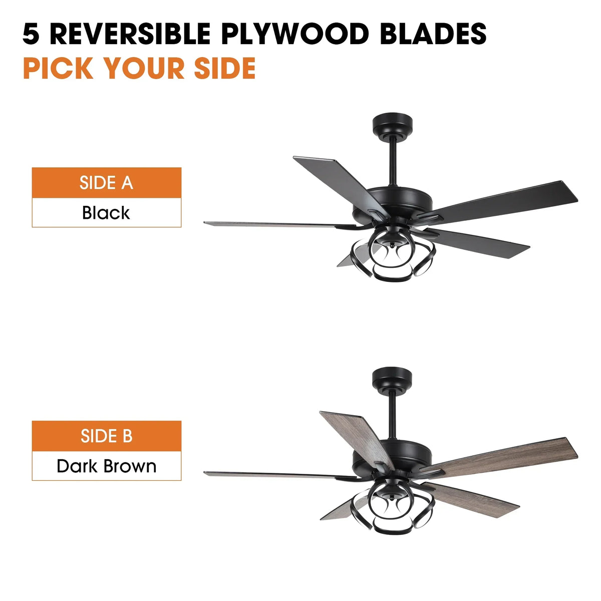 Nouveauté 2026 – Ventilateur de plafond contemporain chromé Parrot Uncle 52 pouces (132 cm) avec éclairage LED intégré et télécommande