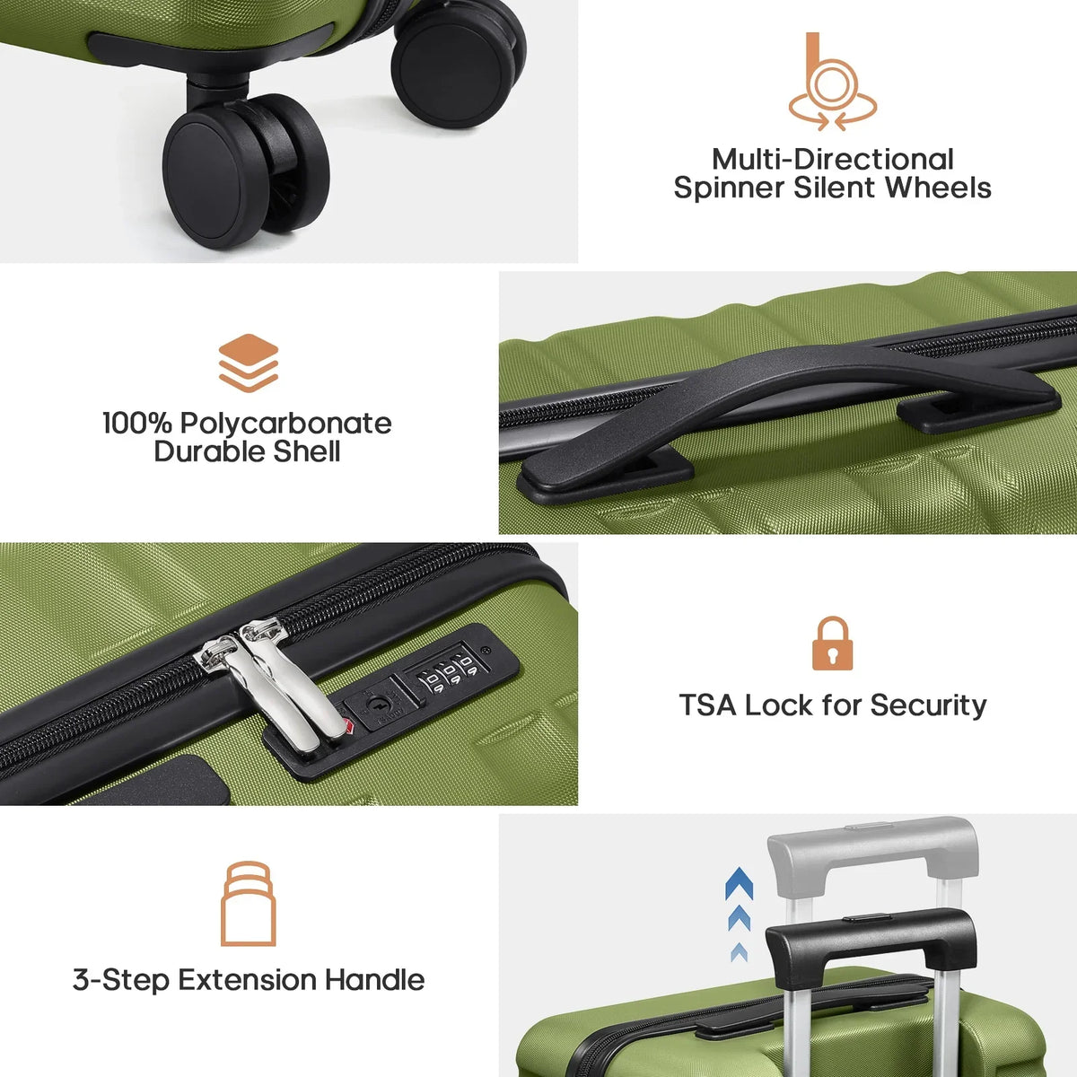 Nouveauté 2026 – Ensemble de bagages MIUSSE , 3 pièces : valise cabine 20 pouces à roulettes, coque rigide 100 % PC avec serrure TSA, conforme aux normes des compagnies aériennes, avec sac à dos de voyage pour hommes et femmes