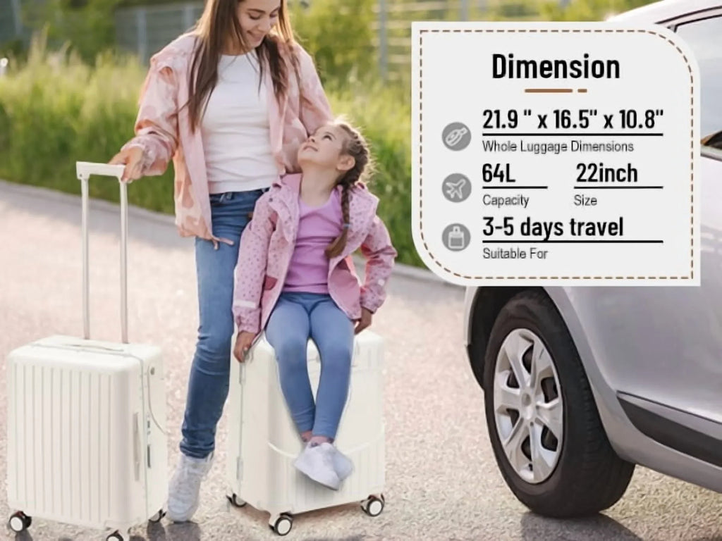Nouveauté 2026 – Valise 22 pouces avec serrure TSA, idéale pour enfants et adultes, roulettes pivotantes verrouillables, housse de protection et ceinture de sécurité incluses