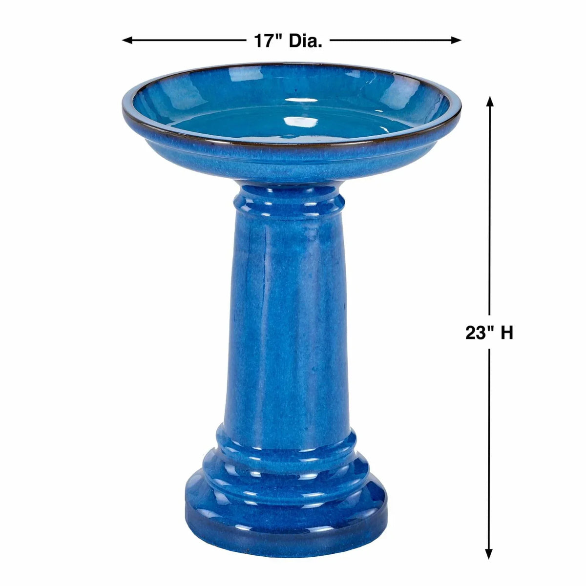 Nouveauté 2026 – Bain d'oiseaux traditionnel en céramique Aviatra de Smart Solar (réf. 207104-BT), bleu vif, bleu vif