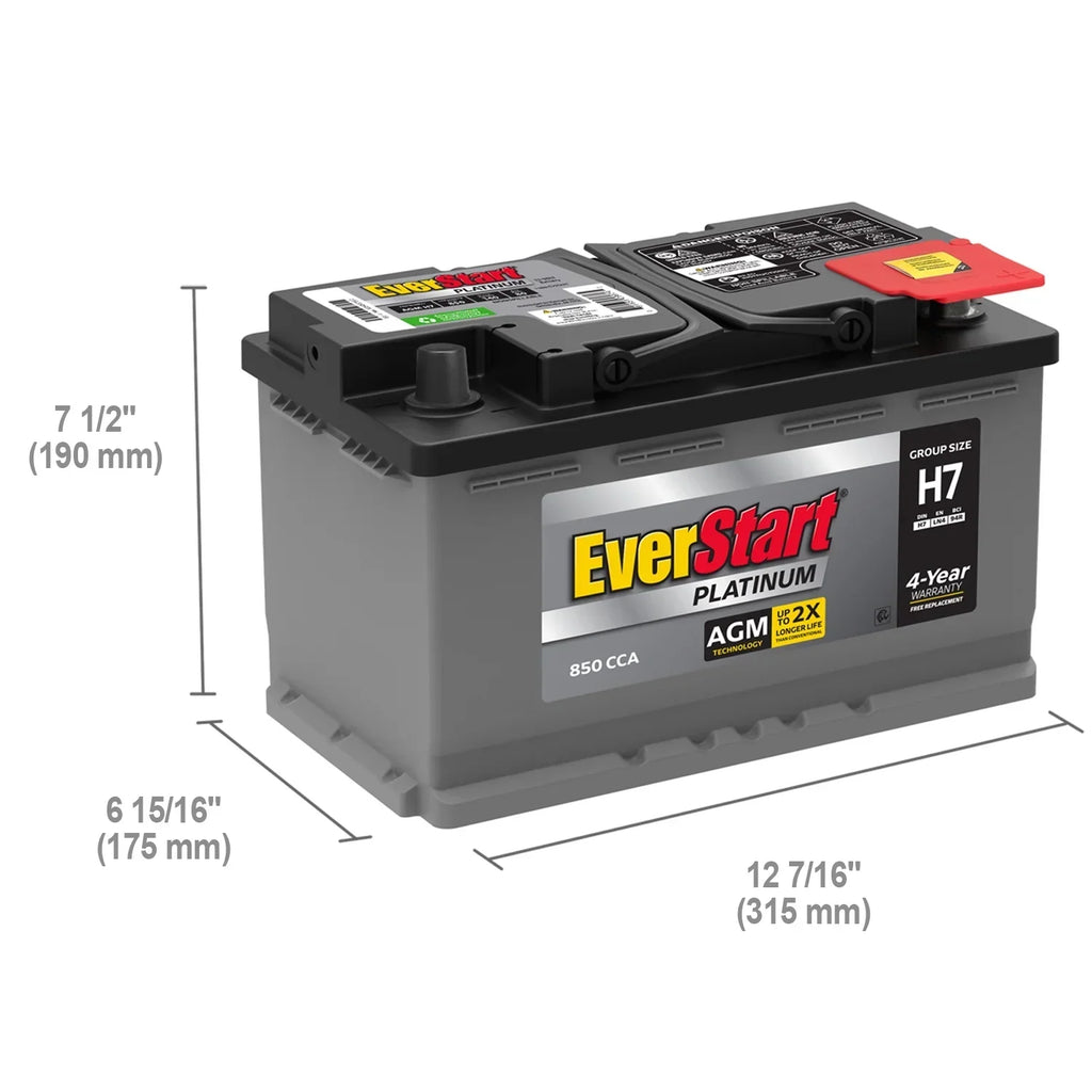 Nouveauté 2026 – Batterie automobile EverStart Platinum AGM , groupe H7 / LN4 / 94R, 12 volts, 850 CCA