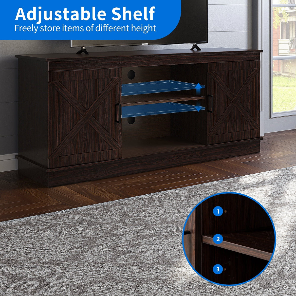 Nouveauté 2026 – Meuble TV Dextrus Farmhouse pour téléviseur 65 pouces, centre multimédia pour salon, meuble console TV, gris délavé