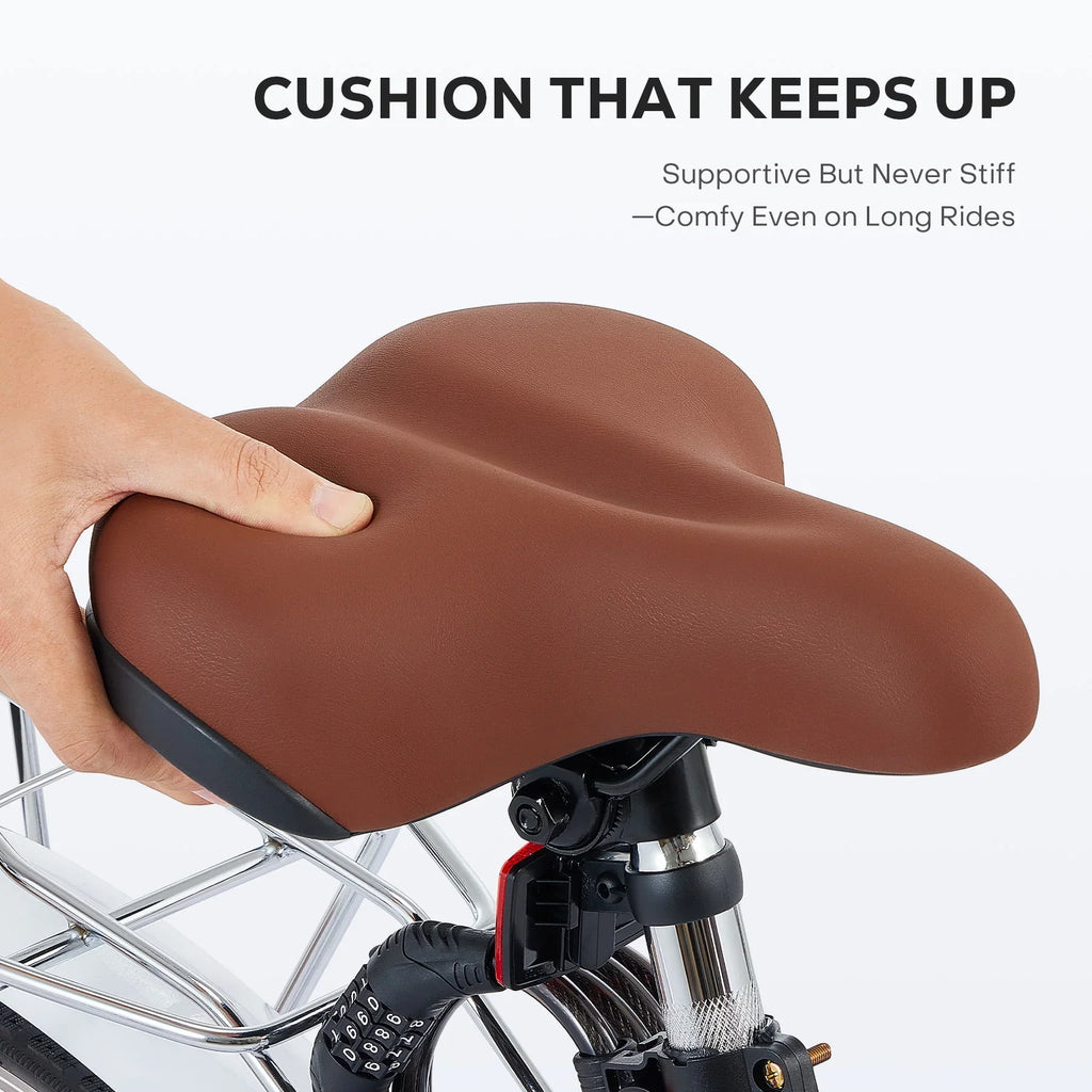 Nouveauté 2026 – Vélo confort femme Viribus , 24 pouces, style cruiser plage et ville, avec panier, blanc