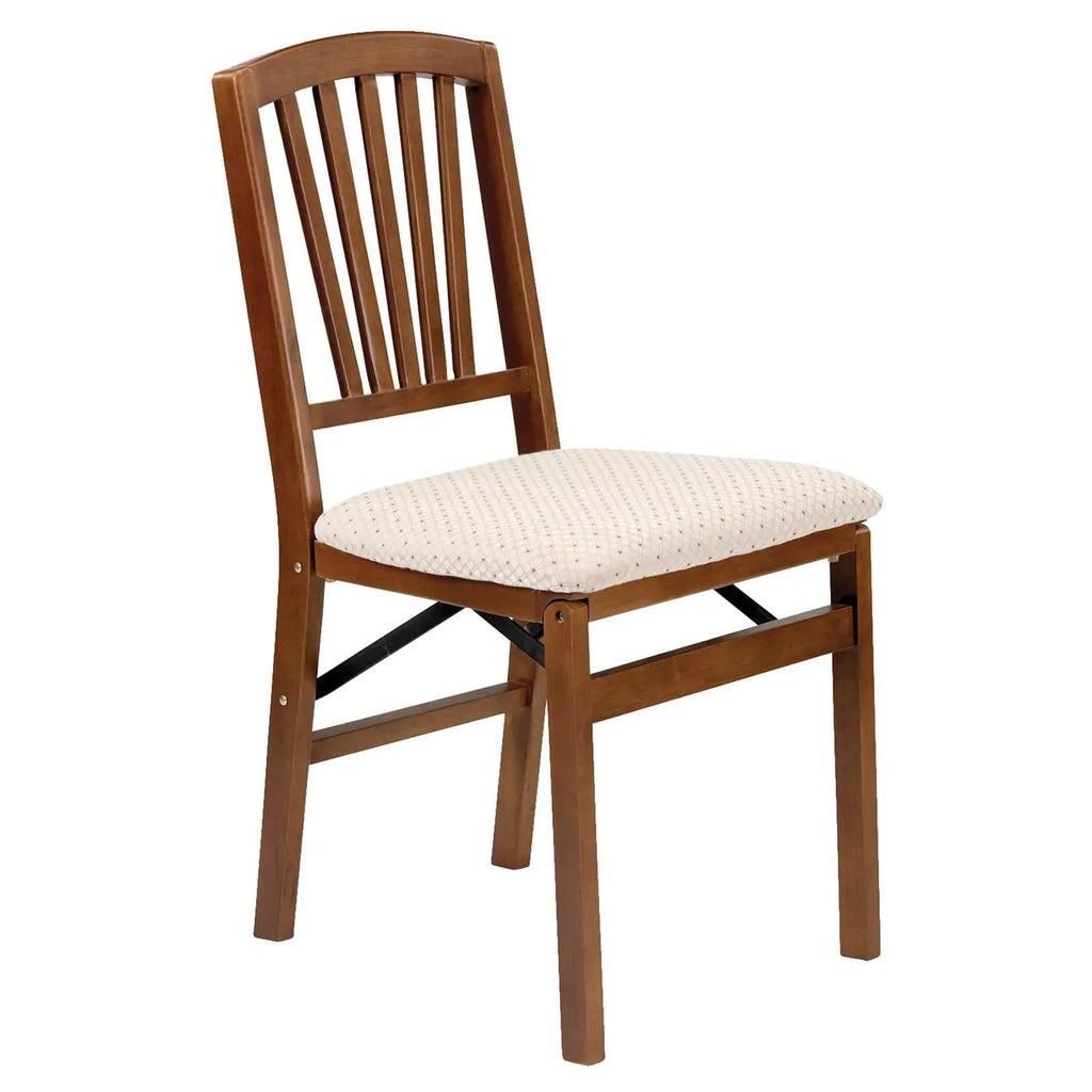 Nouveauté 2026 – Chaise pliante Mission Fusion (lot de 2) - Tissu rose poudré et bois fruitier