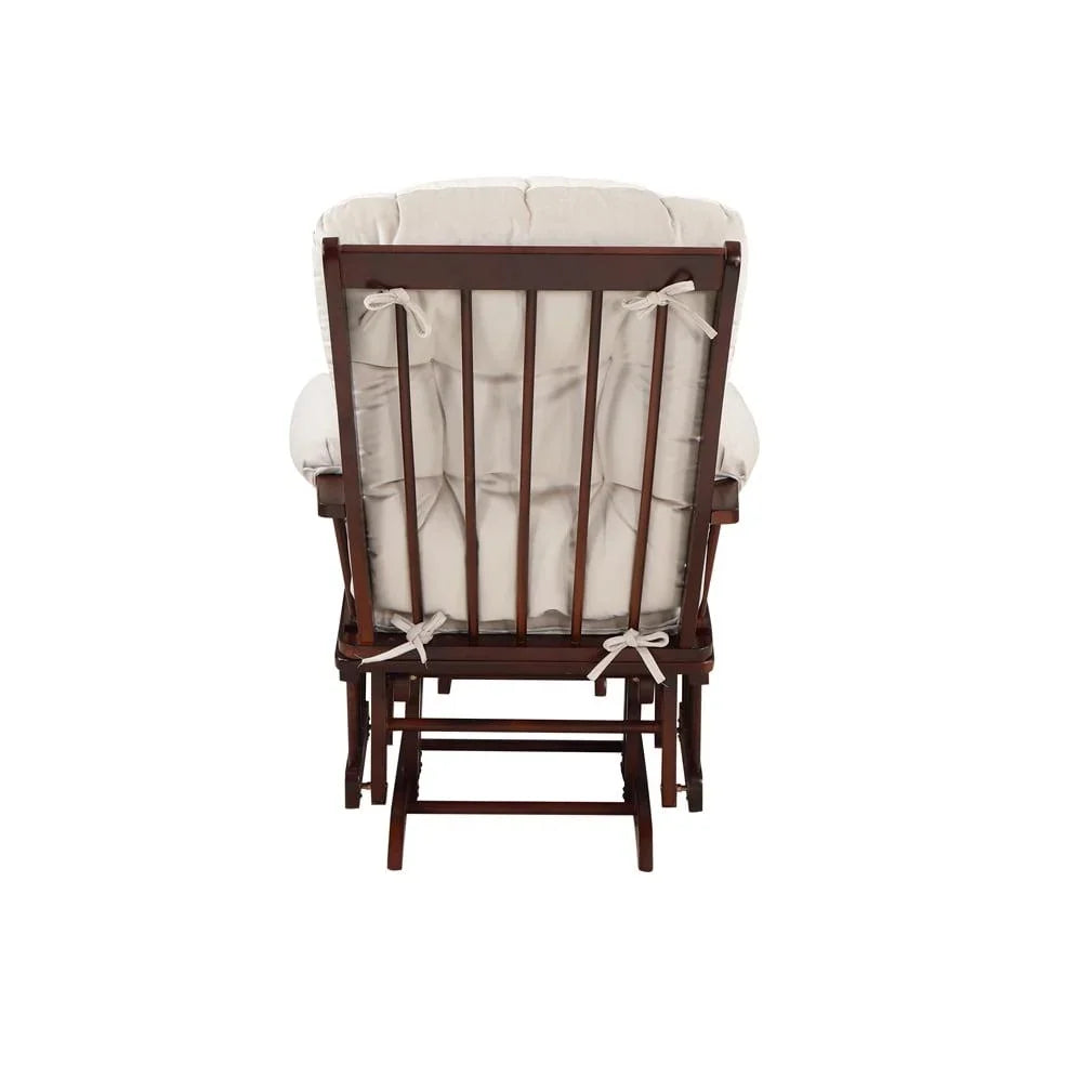 Nouveauté 2026 – Fauteuil à bascule Alice et repose-pieds avec coussin, finition espresso, coussins beiges, AFG