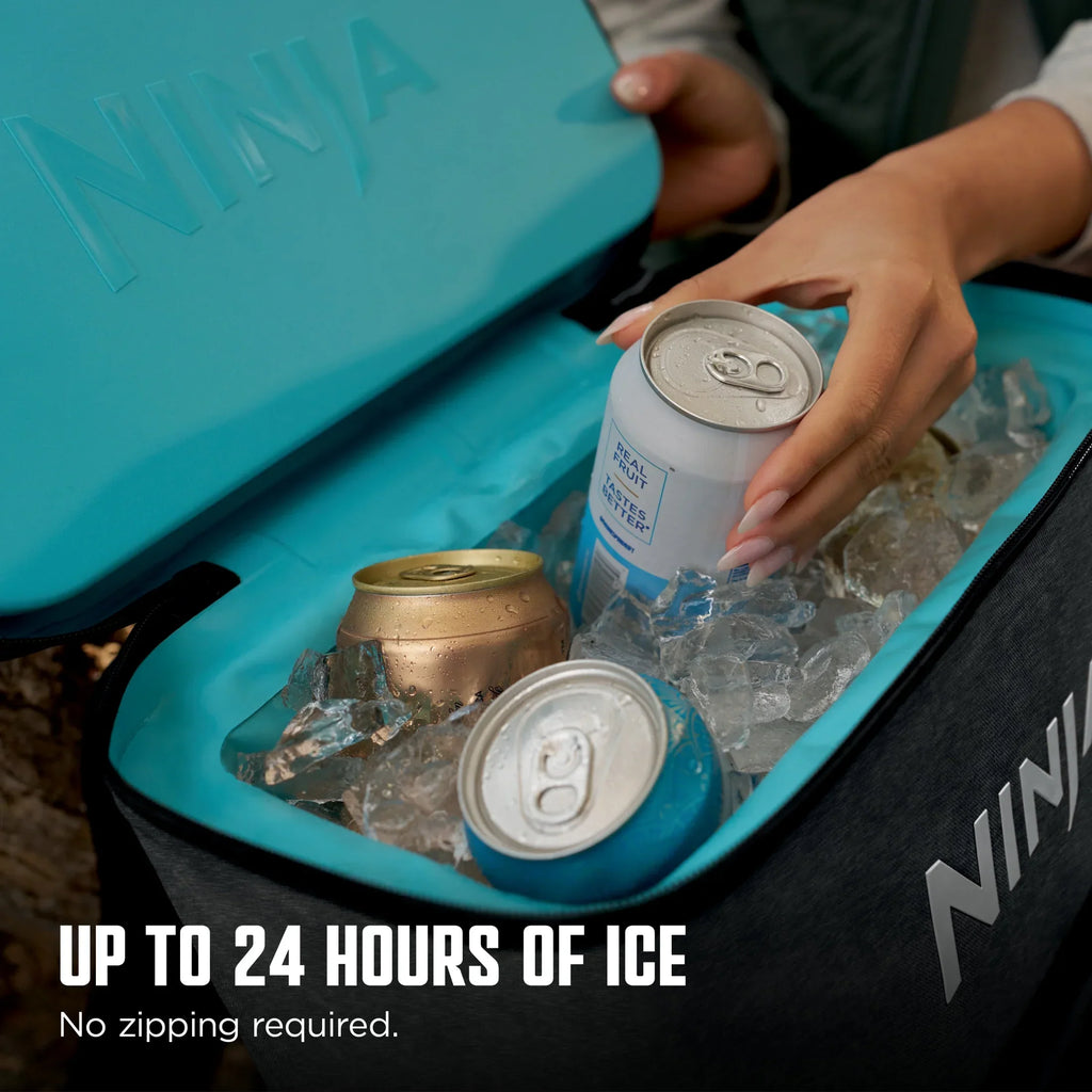 Nouveauté 2026 – Glacière souple Ninja Outdoor FrostVault Go 24 canettes avec zone froide et sèche, bleu bord de lac - FF124NV
