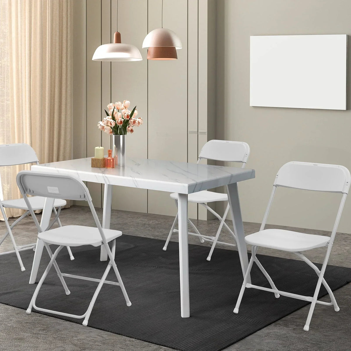 Nouveauté 2026 – VINGL Lot de 10 chaises pliantes en plastique blanc, empilables pour intérieur et extérieur