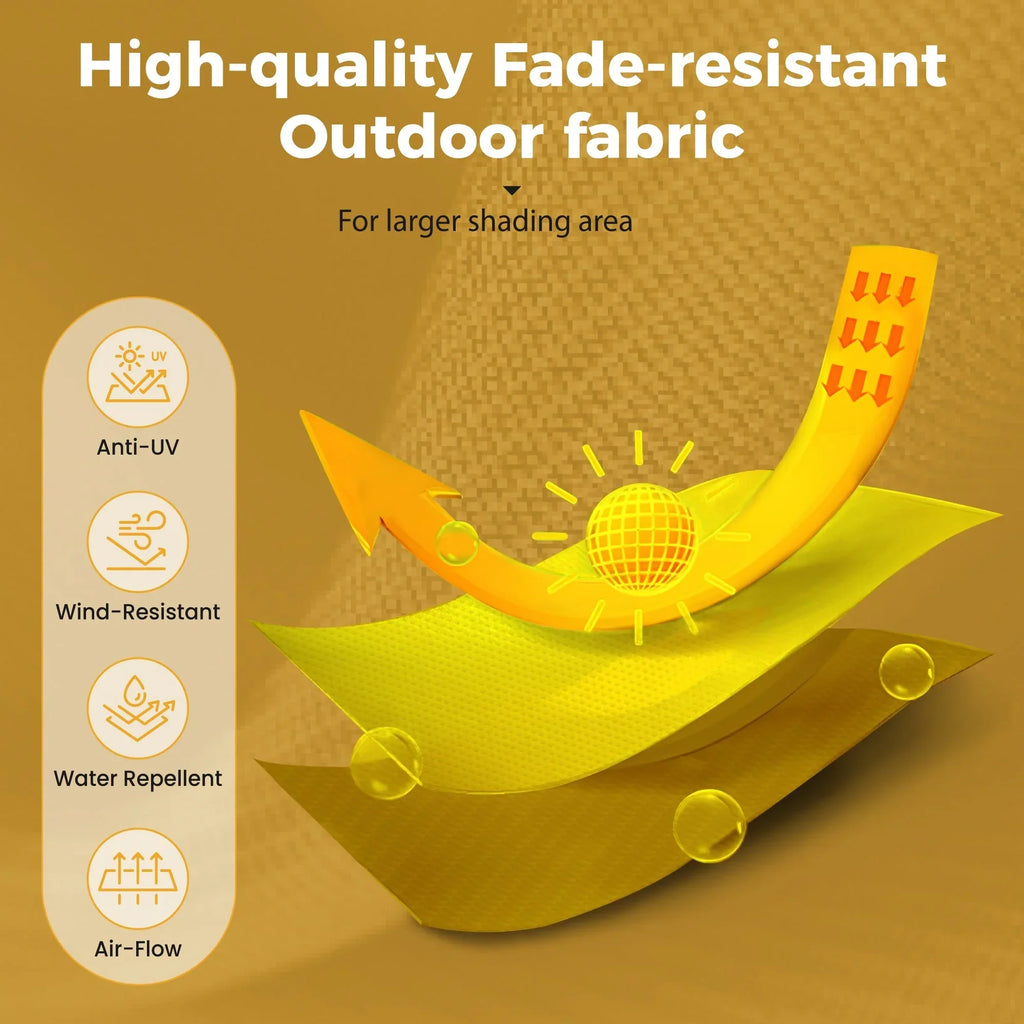 Nouveauté 2026 – Parasol de jardin extra-large Alpha Joy 4,57 m (15 pi) à double face avec manivelle et base - Gris fumé