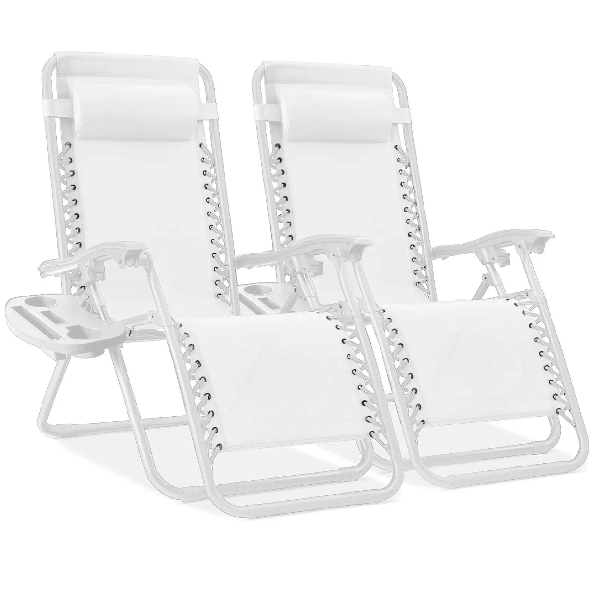 Nouveauté 2026 – Ensemble de 2 fauteuils inclinables zéro gravité Best Choice Products pour terrasse et piscine avec porte-gobelet - Gris