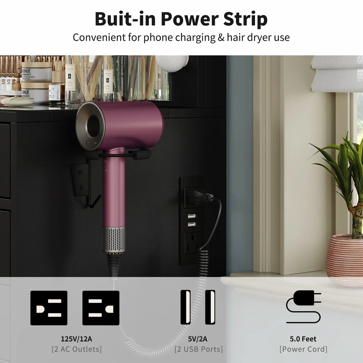 Nouveauté 2026 – Coiffeuse Yanosaku à 15 tiroirs avec prise électrique, miroir et 13 lumières LED, 3 modes d'éclairage de couleur, luminosité réglable, plateau en verre, ensemble coiffeuse pour chambre à coucher