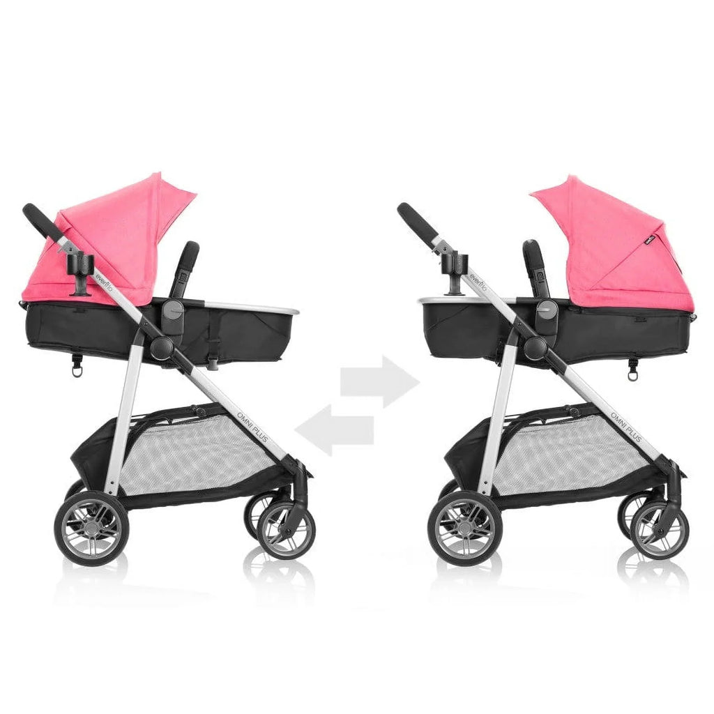 Nouveauté 2026 – Système de voyage modulaire Evenflo Omni Plus avec siège auto pour bébé LiteMax Sport, gris Mylar, unisexe