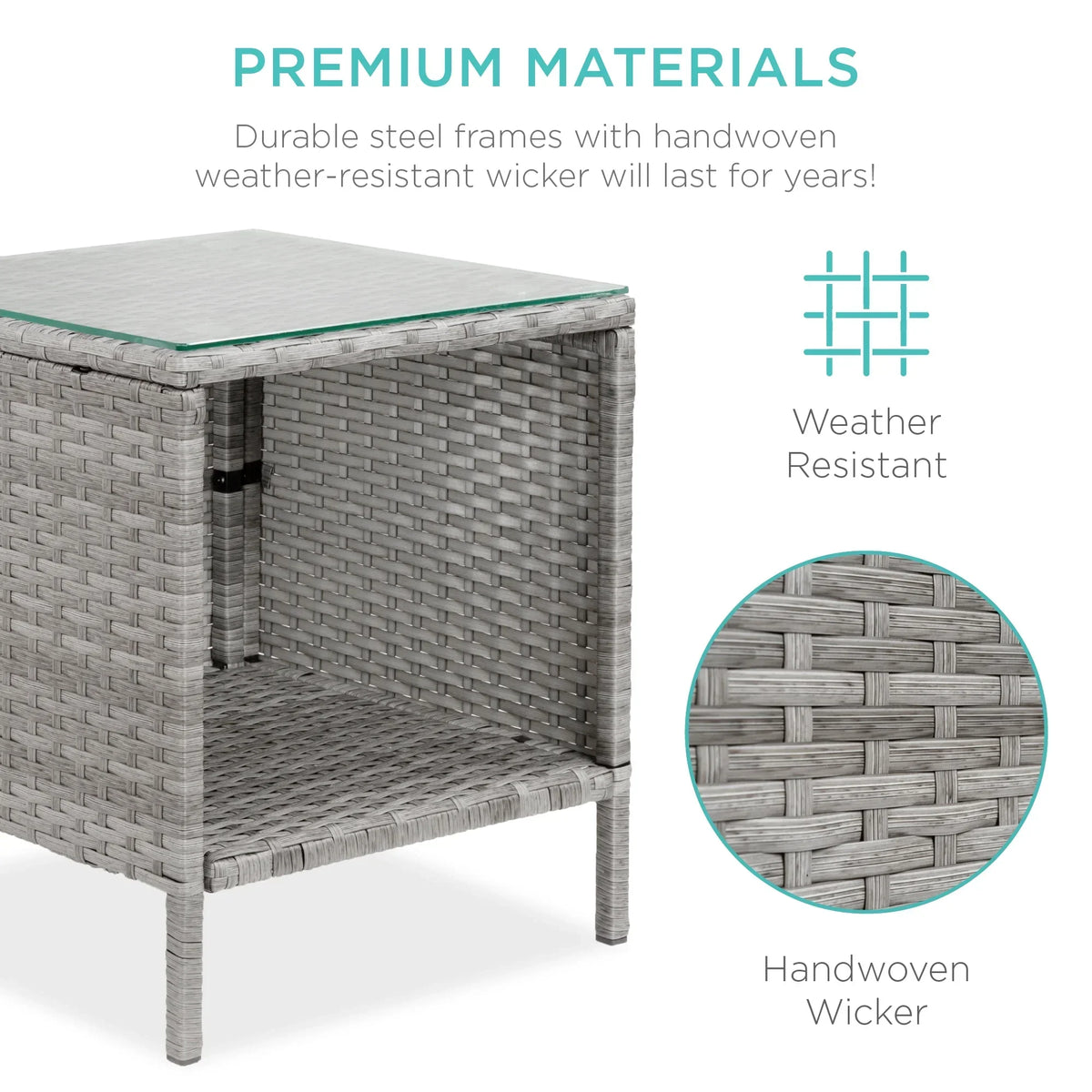 Nouveauté 2026 – Ensemble bistro de jardin 3 pièces en résine tressée Best Choice Products , avec 2 chaises et une table - Gris/Bleu marine