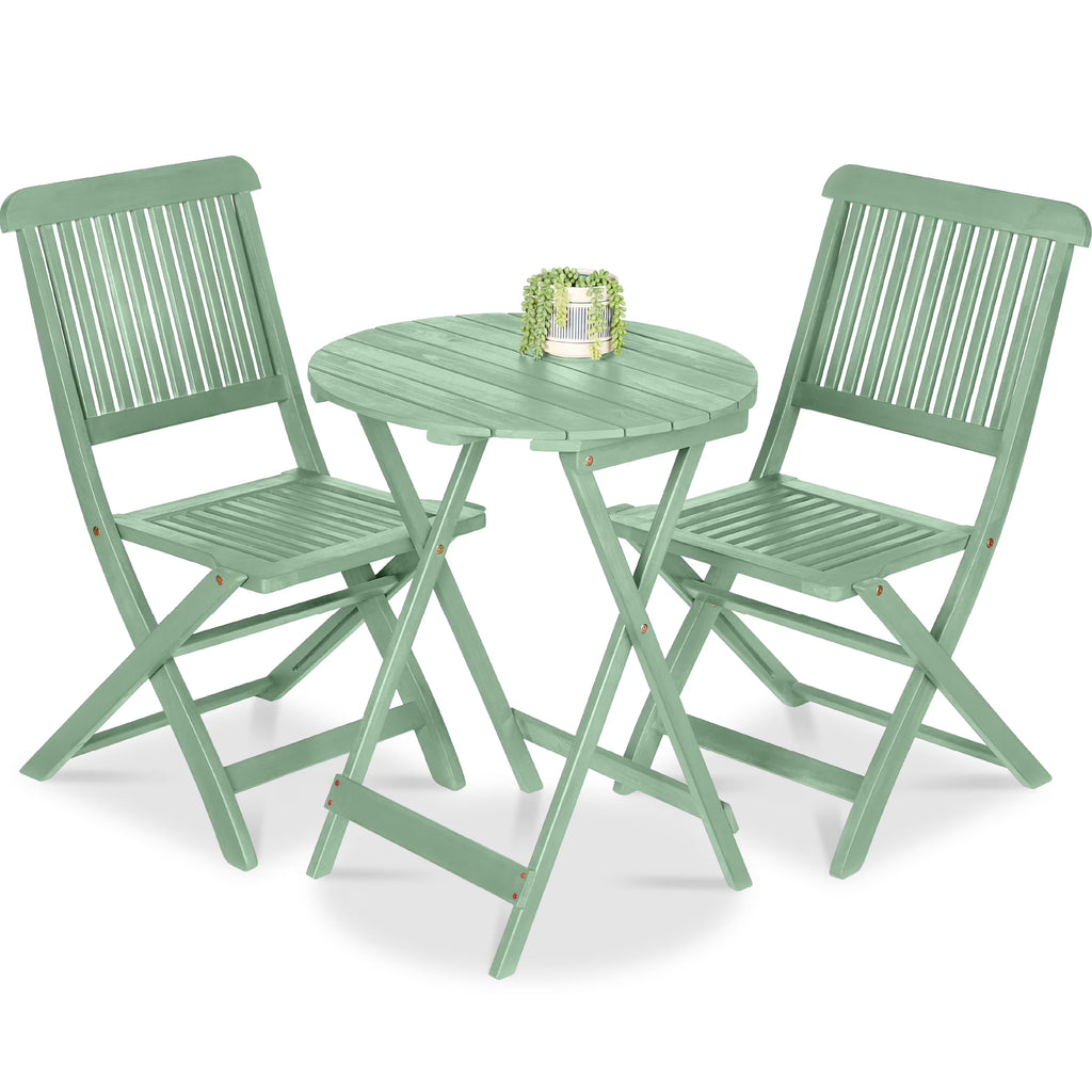 Nouveauté 2026 – Ensemble bistro 3 pièces en bois d'acacia Best Choice Products , mobilier de patio pliant avec 2 chaises et une table - Naturel