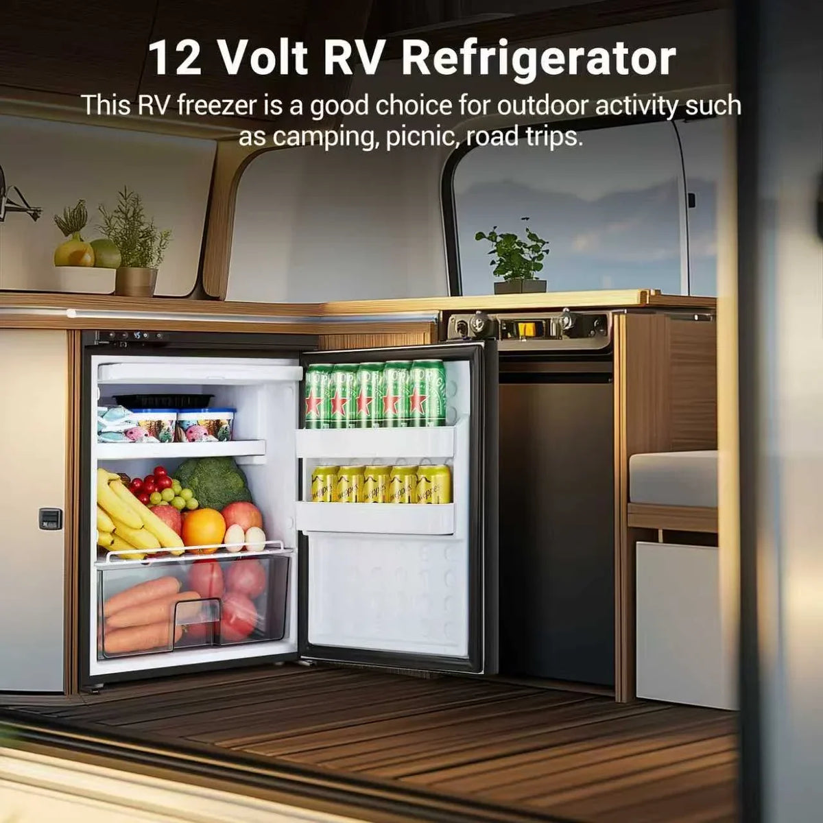 Nouveauté 2026 – Réfrigérateur BODEGACOOLER 12 volts , compatible avec les camping-cars et les véhicules de loisirs, contrôlable par application, 65 L (2,3 pi³), avec serrure, compresseur de voyage 12/24 V CC (4A-46A) pour camions, camping-cars et vé