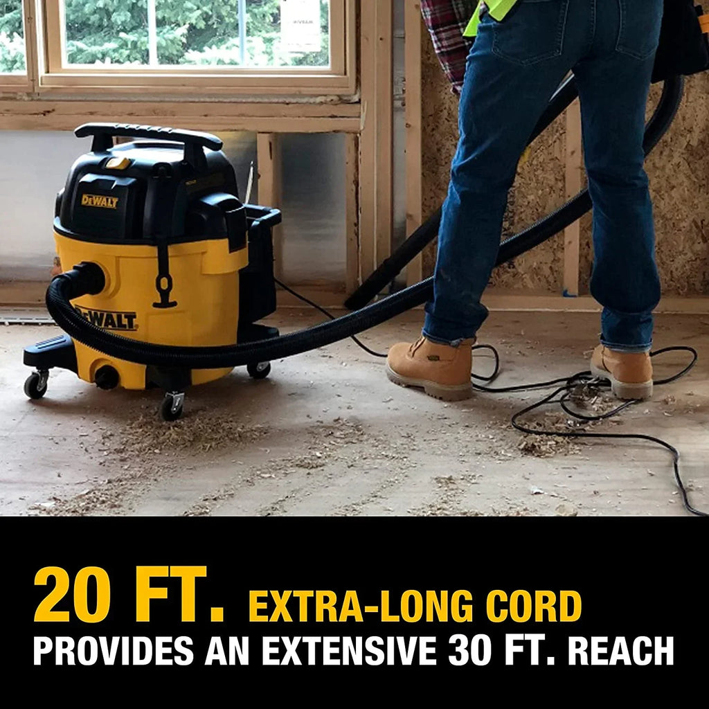 Nouveauté 2026 – Aspirateur eau et poussière DEWALT STEALTHSONIC Ultra Quiet Poly 12 gallons (45 litres), DXV12P-QTA, dernier modèle à réduction de bruit, 5,5 CV (puissance maximale), pour chantier/atelier, réduit le bruit du moteur, jaune