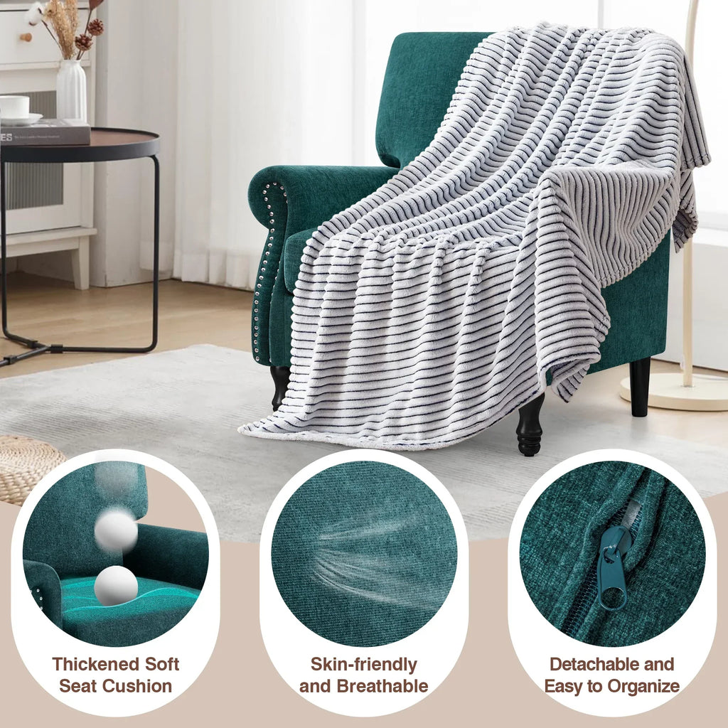 Nouveauté 2026 – Fauteuil d'appoint moderne COOLHUT , canapé une place confortable revêtu de tissu lin avec structure en bois massif, gris