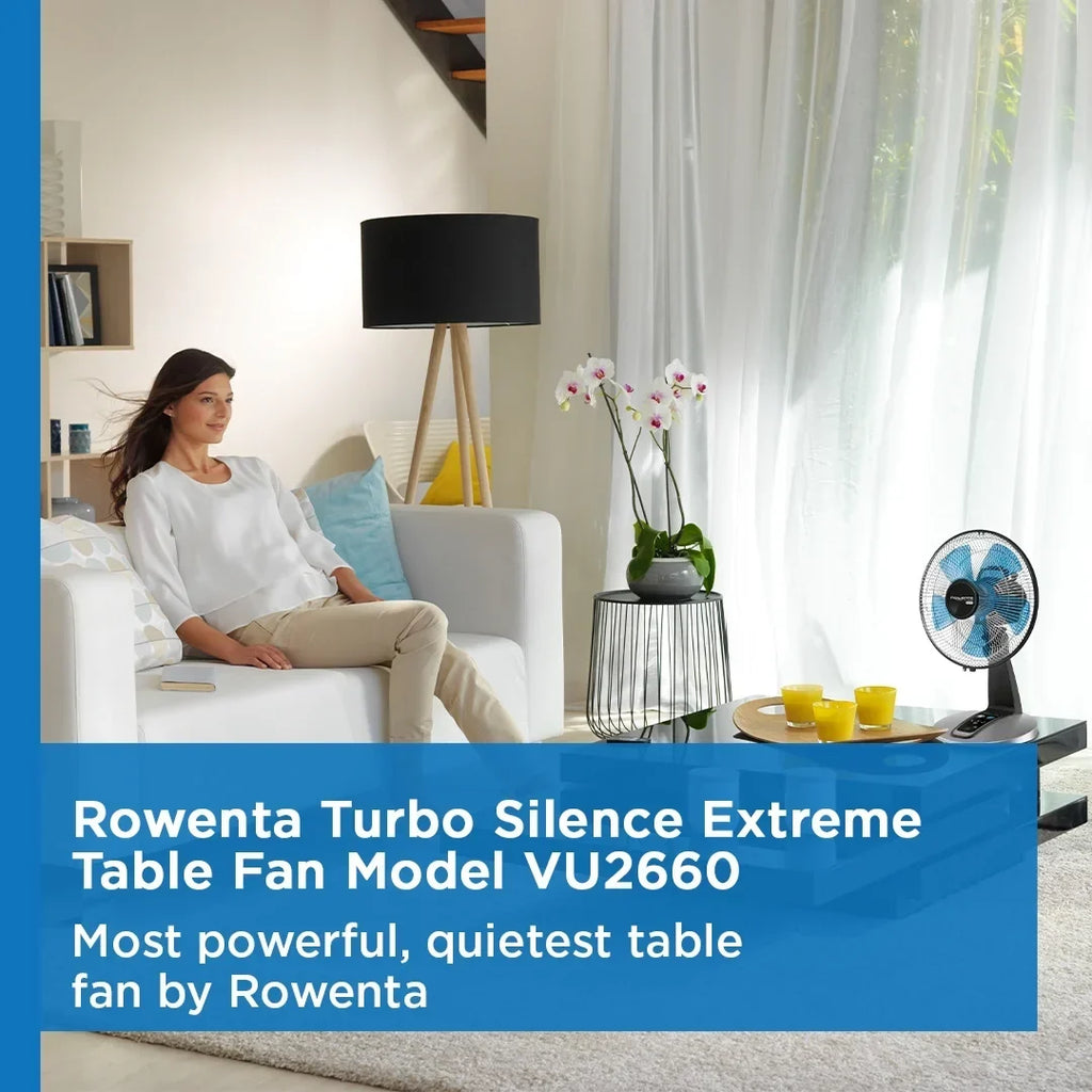 Nouveauté 2026 – Ventilateur sur pied Rowenta Turbo Silence avec télécommande, 53 pouces, portable, 5 vitesses, VU5670