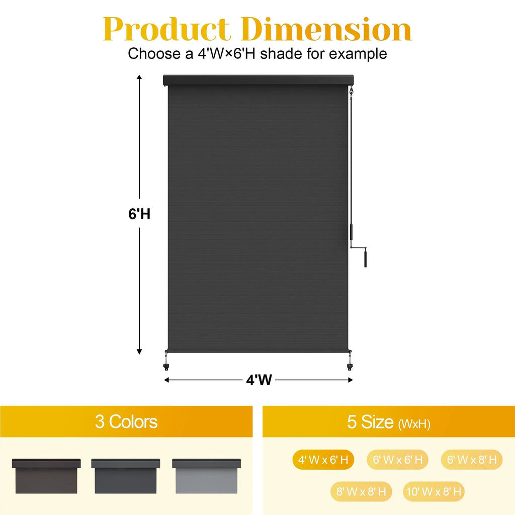 Nouveauté 2026 – Store enrouleur extérieur Superjoe pour terrasse, store occultant sans cordon, imperméable, protection UV, 122 cm x 183 cm
