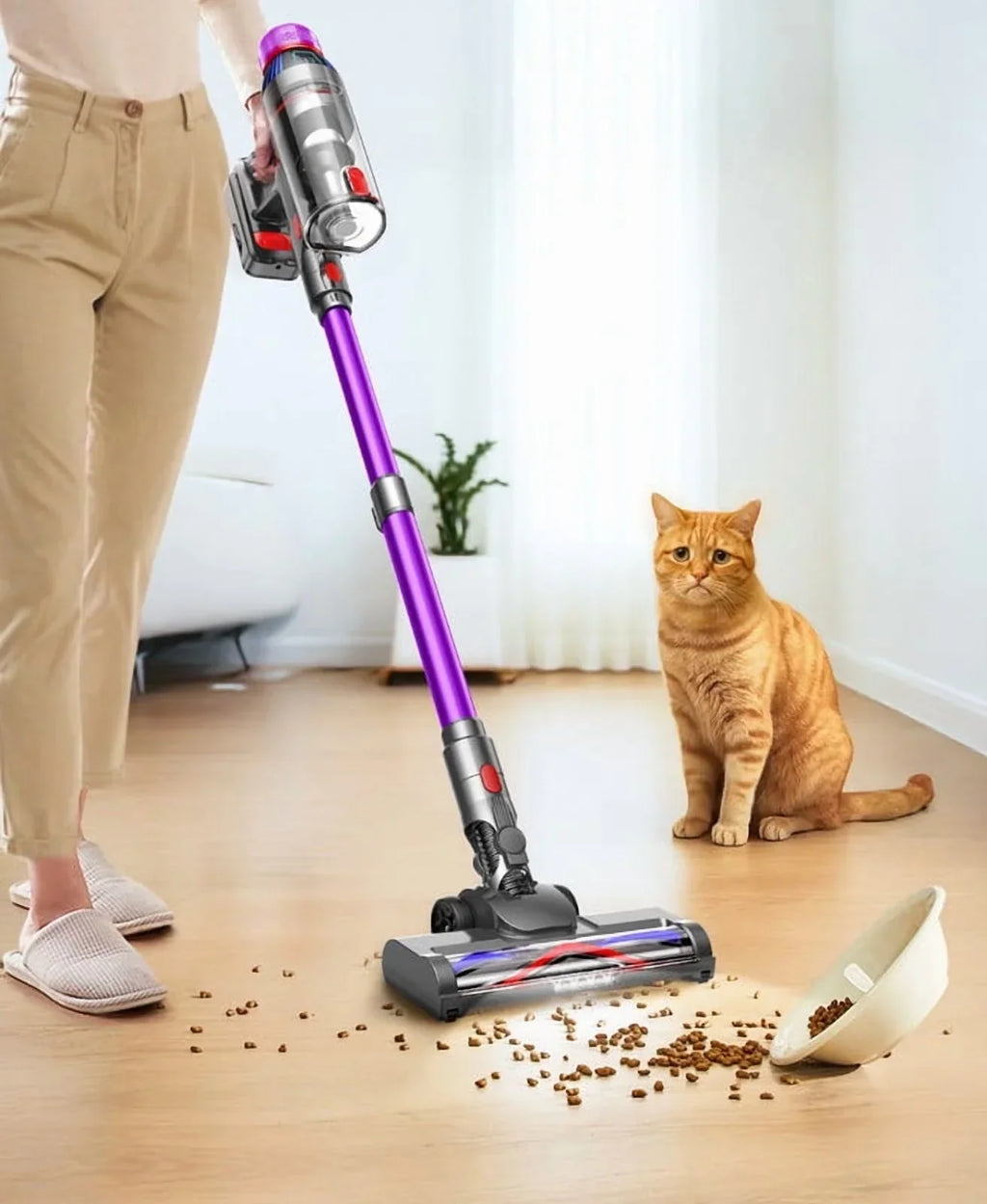 Nouveauté 2026 – Aspirateur sans fil Hosaud - 45 000 Pa, 550 W, 55 min d'autonomie, 2 600 mAh - Léger et idéal pour la maison, les poils d'animaux, les tapis et les sols (violet