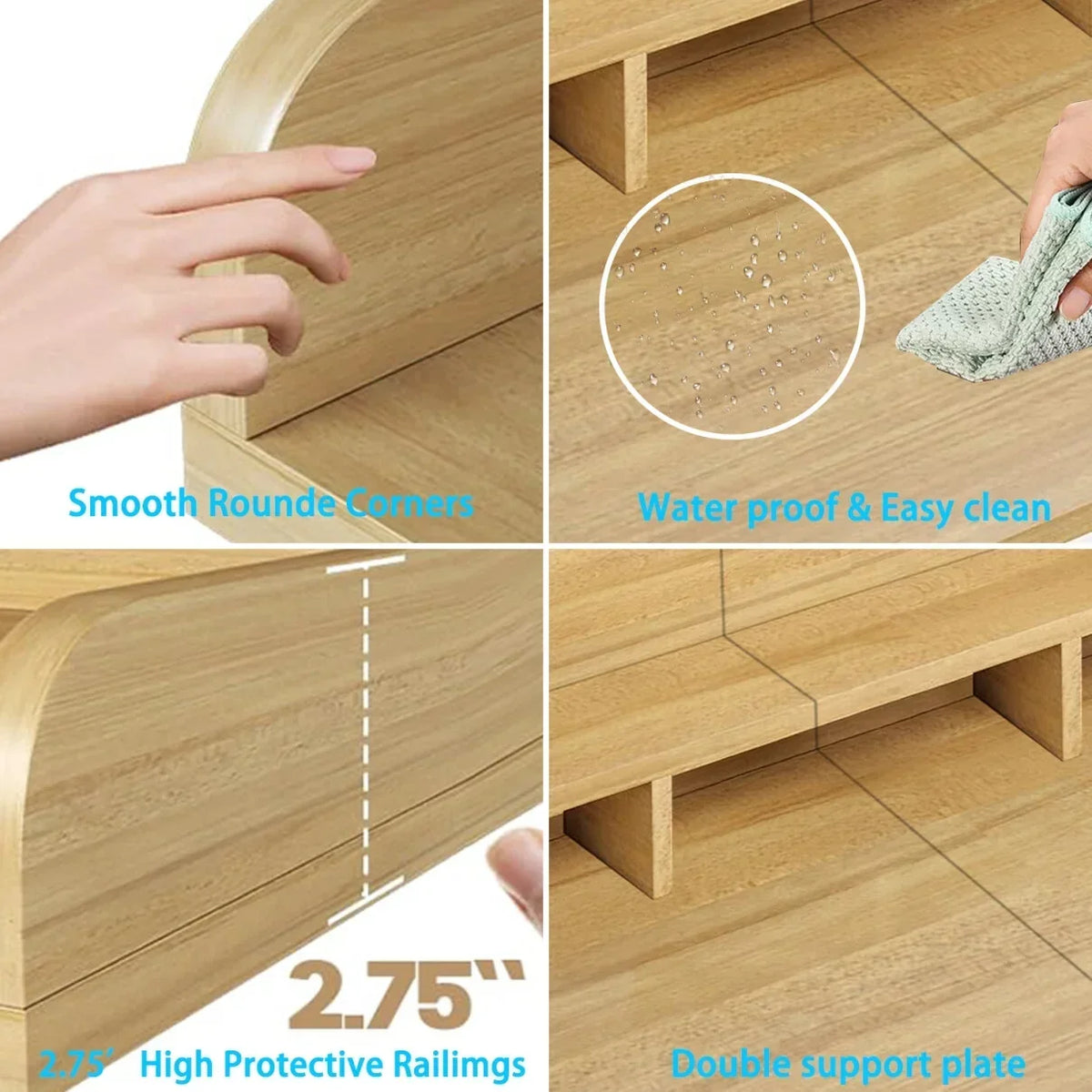Nouveauté 2026 – Plan de travail Wood à 2 niveaux avec rebords, 137 cm L x 70 cm P, pour laveuse et sécheuse, idéal pour l'organisation et le rangement de la buanderie, couleur noyer