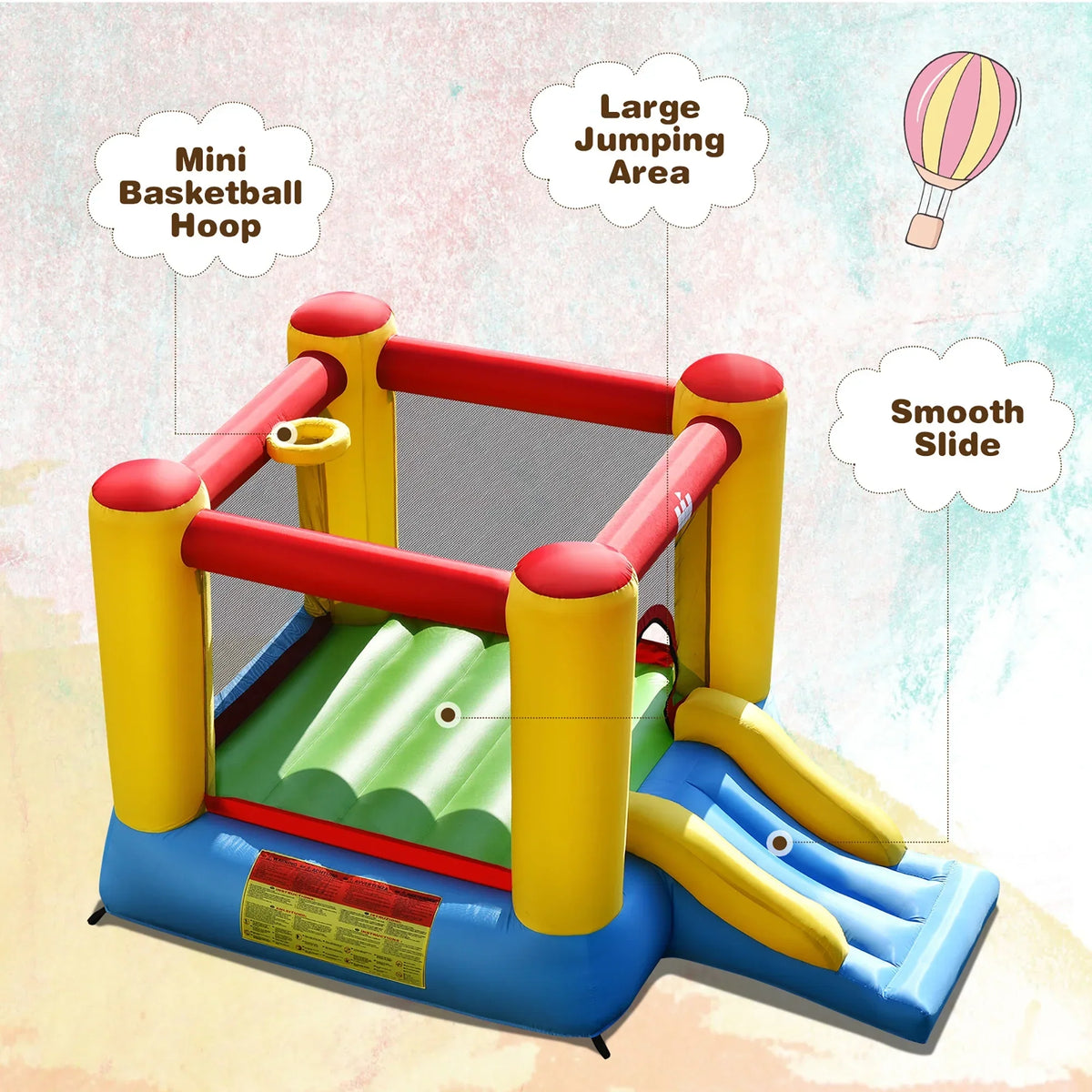 Nouveauté 2026 – Château gonflable Costway pour enfants avec toboggan et souffleur de 480 W