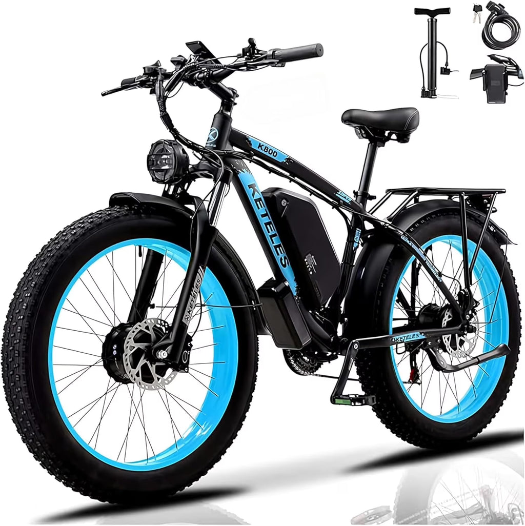 Nouveauté 2026 – Vélo électrique KETELES pour adultes, Peak 4000W à double moteur, VTT électrique à gros pneus 26", batterie amovible 48V 23AH UL 2849