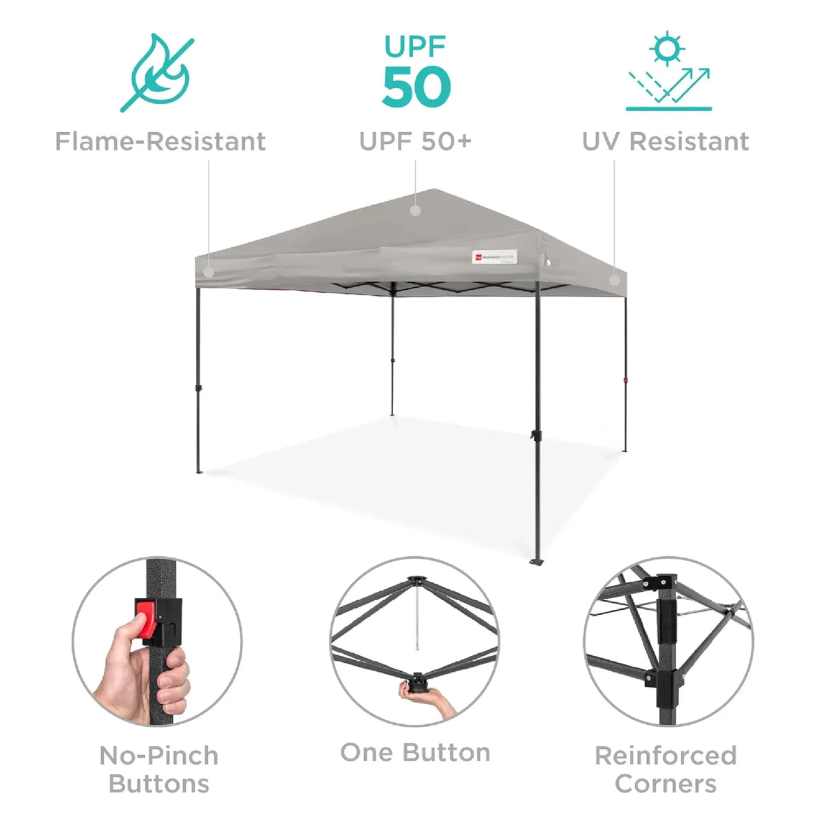 Nouveauté 2026 – Best Choice Products 3,66 m x 3,66 m - Abri pliant facile à monter avec installation en un clic, sac à roulettes et 4 sacs de lestage - Bleu marine