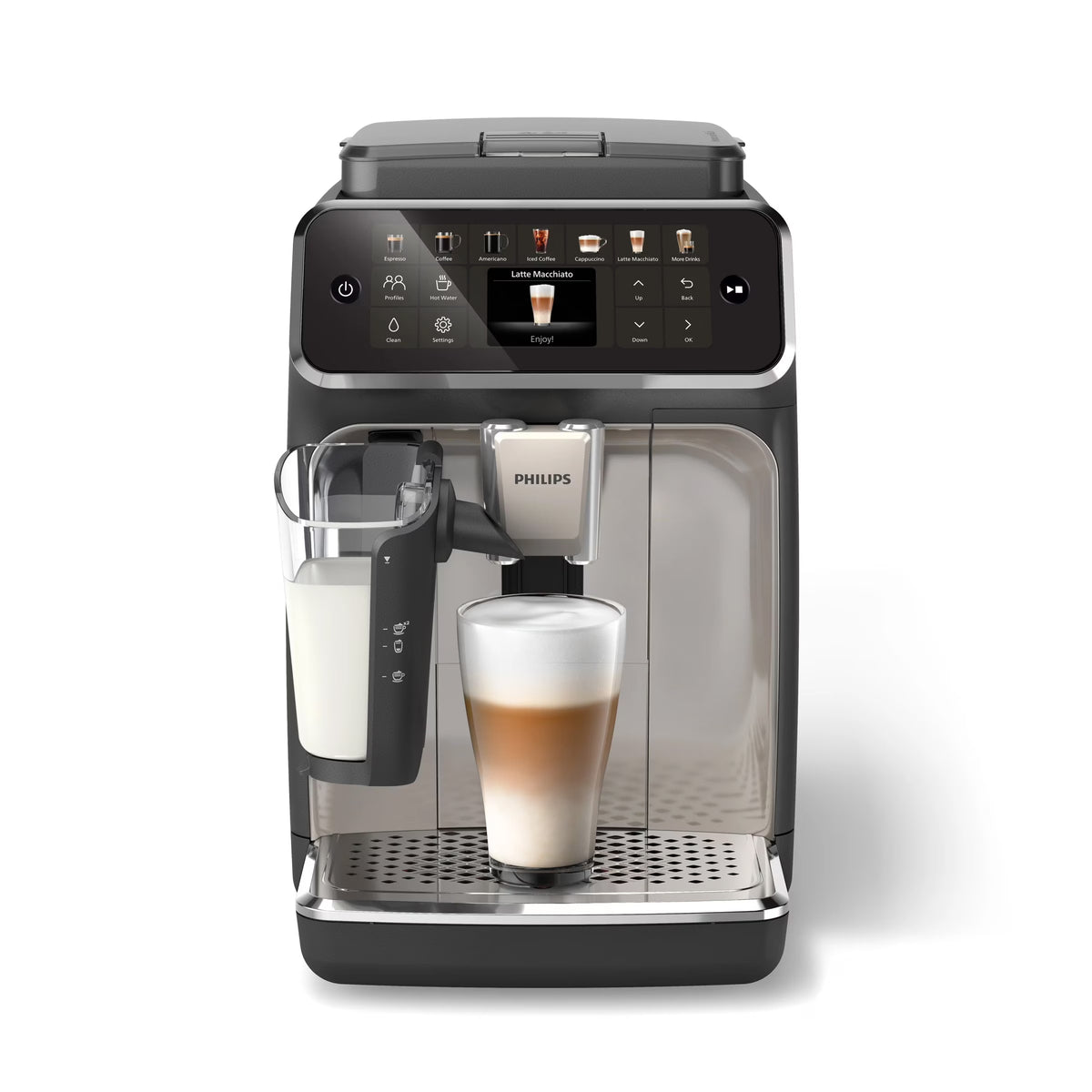 Nouveauté 2026 – Machine à expresso entièrement automatique Philips Série 4400 LatteGo , technologie SilentBrew, démarrage rapide. Café aromatique à partir de grains fraîchement moulus, 12 boissons chaudes et glacées, finition chrome noir (EP4447/90