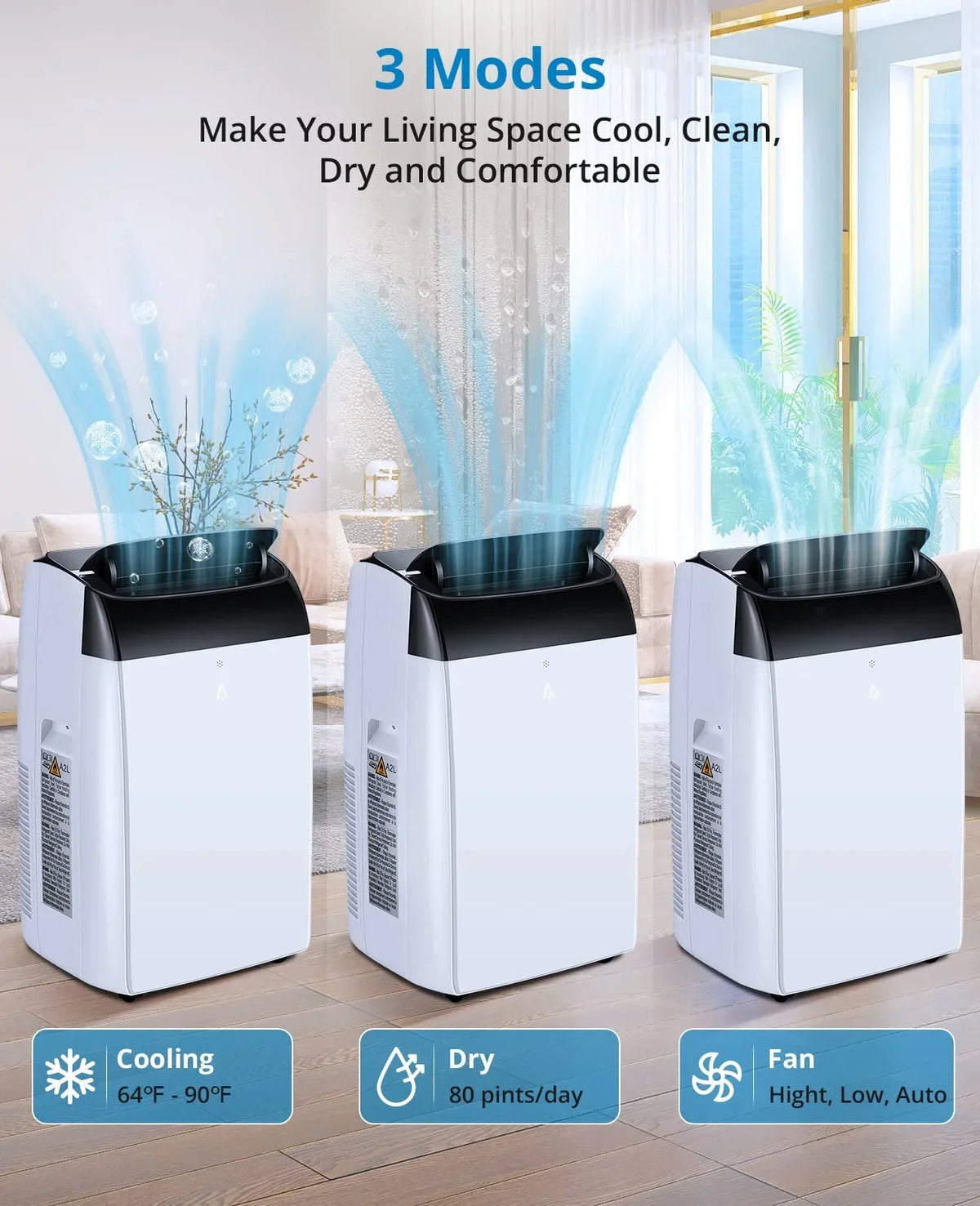 Nouveauté 2026 – Nouveau modèle 2025/2026 : Climatiseur portable 14 000 BTU, refroidit jusqu’à 750 pi², unité de climatisation portable 3 en 1 silencieuse avec télécommande et kits d’installation pour grandes pièces, 3 vitesses, oscillation automatiq
