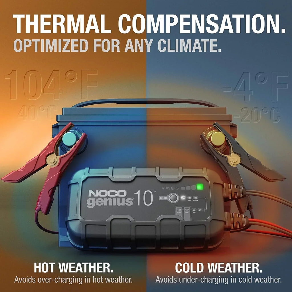 Nouveauté 2026 – NOCO GENIUS10 : Chargeur, mainteneur et désulfateur de batterie intelligent 10 A 6 V/12 V