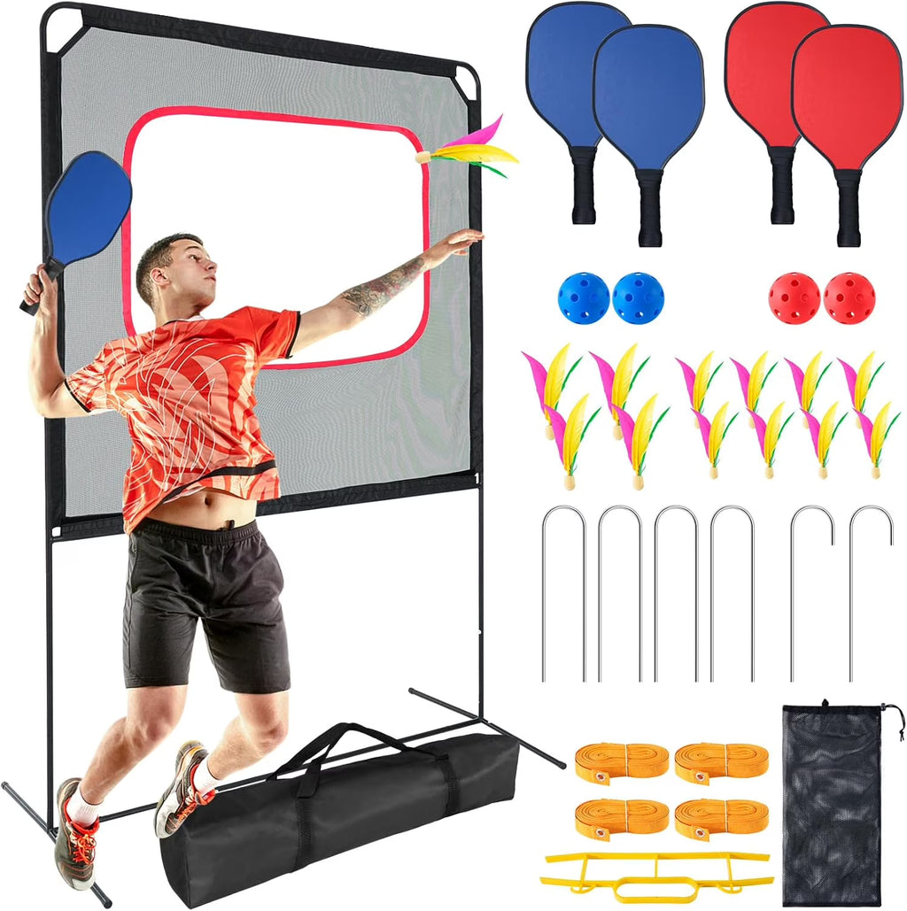 Nouveauté 2026 – Slsy Pickleball Portable avec Filet, un jeu de raquettes combinant pickleball, badminton, jianzi et tennis, jeux de jardin, sport d'intérieur et d'extérieur, jeux amusants pour enfants et adultes