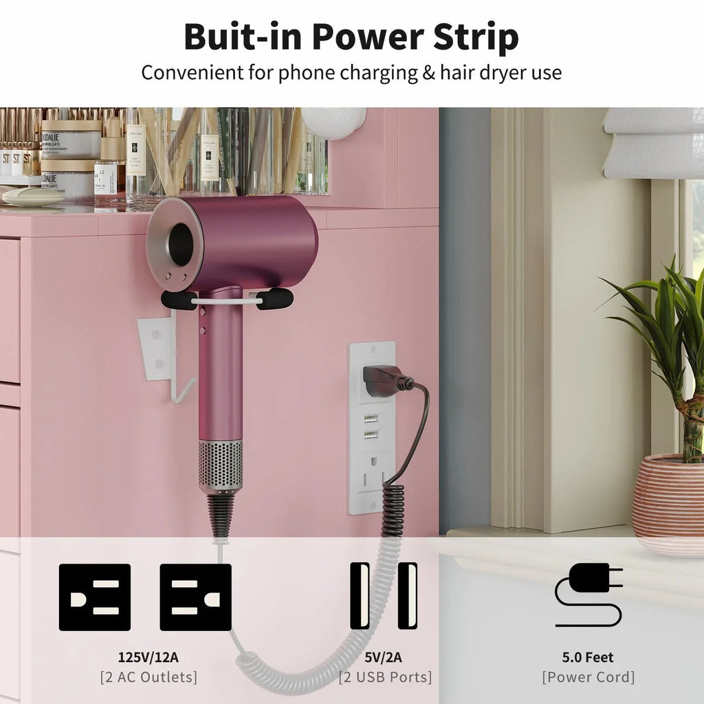 Nouveauté 2026 – Coiffeuse Yanosaku à 15 tiroirs avec prise électrique, miroir et 13 lumières LED, 3 modes d'éclairage de couleur, luminosité réglable, plateau en verre, ensemble coiffeuse pour chambre à coucher
