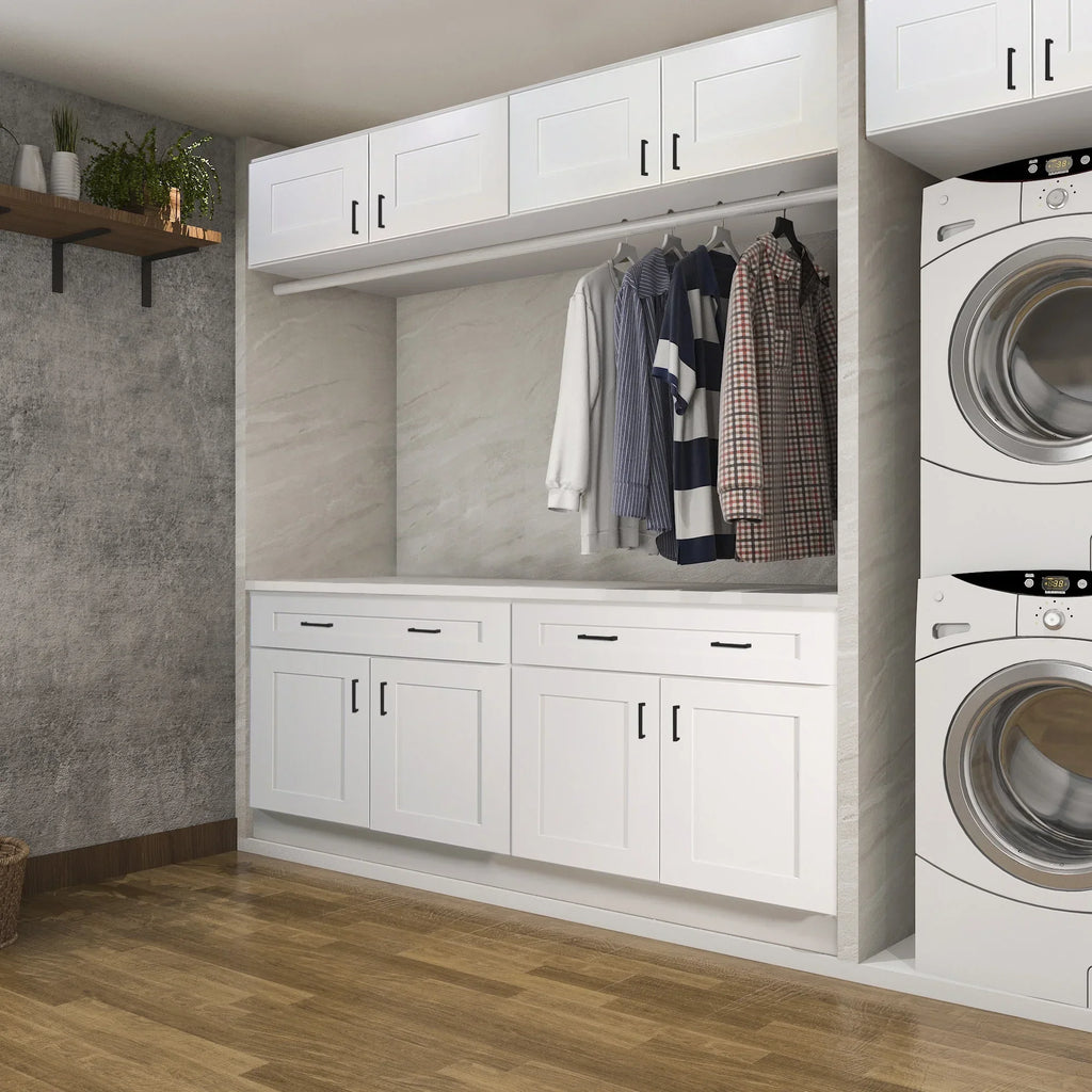 Nouveauté 2026 – Meuble bas de cuisine Design House Brookings , en bois, style Shaker, à 2 portes et 2 tiroirs (48 x 34,5 x 24 po), prêt à assembler, blanc Sherwin Williams
