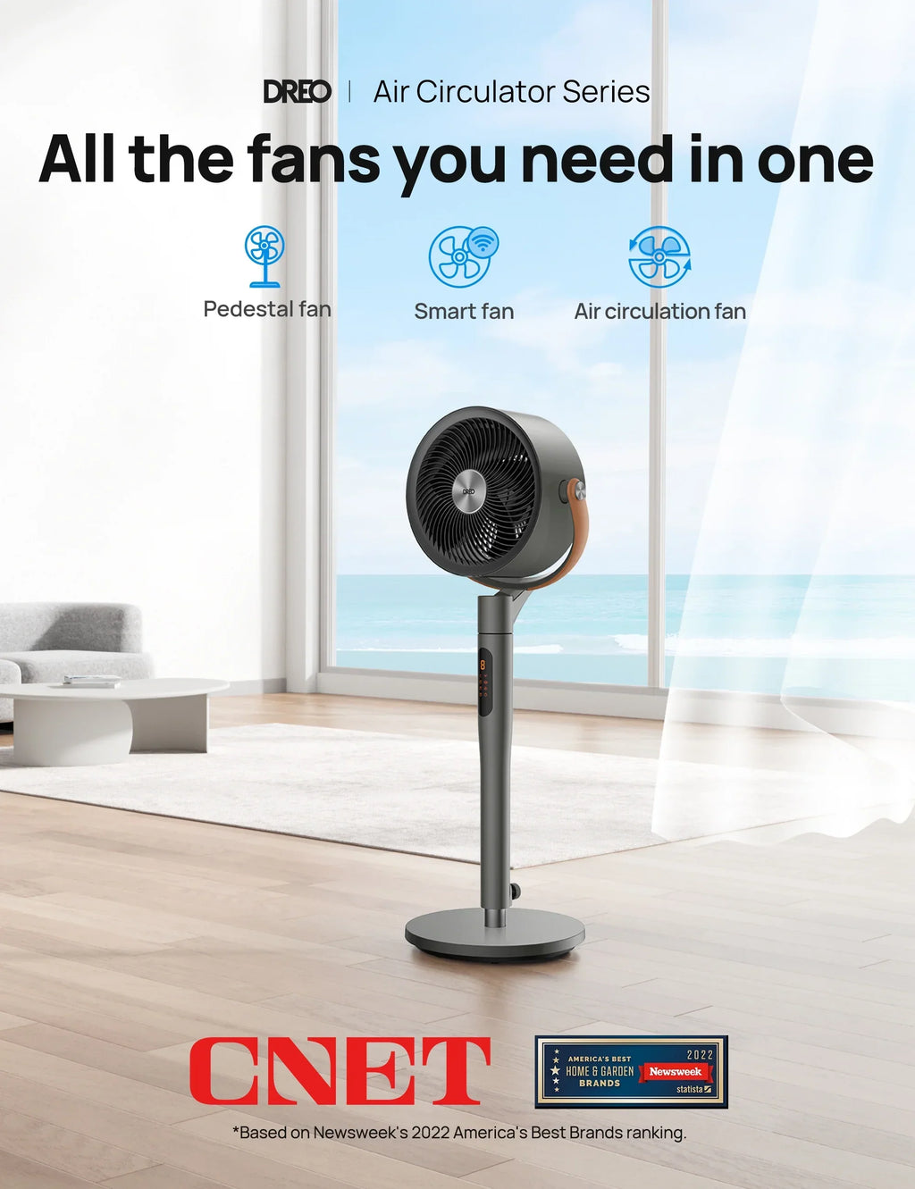Nouveauté 2026 – Ventilateur sur pied Dreo avec télécommande, ventilateur silencieux de 109 cm (43 po) pour la chambre à coucher, ventilateurs de sol oscillants intelligents de 305 cm (120 po) + 267 cm (105 po) avec Wi-Fi et commande vocale, compatib