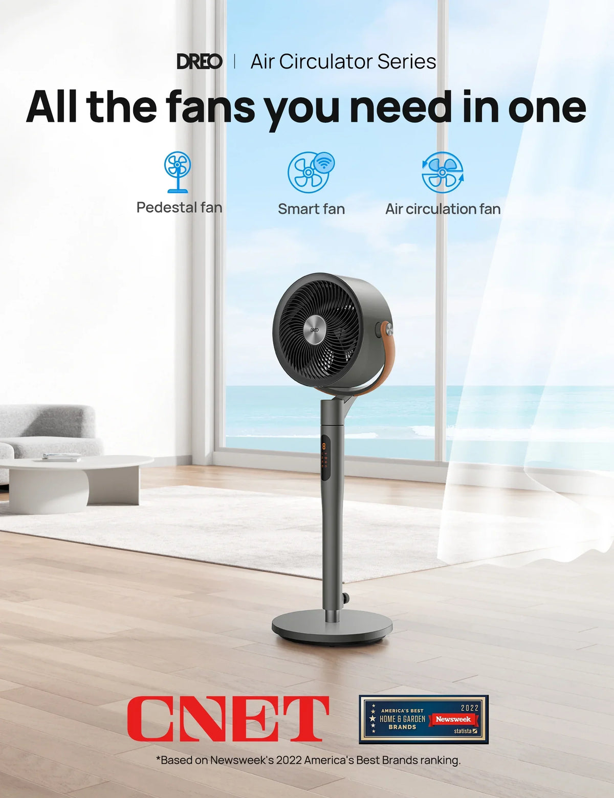 Nouveauté 2026 – Ventilateur sur pied Dreo avec télécommande, ventilateur silencieux de 109 cm (43 po) pour la chambre à coucher, ventilateurs de sol oscillants intelligents de 305 cm (120 po) + 267 cm (105 po) avec Wi-Fi et commande vocale, compatib