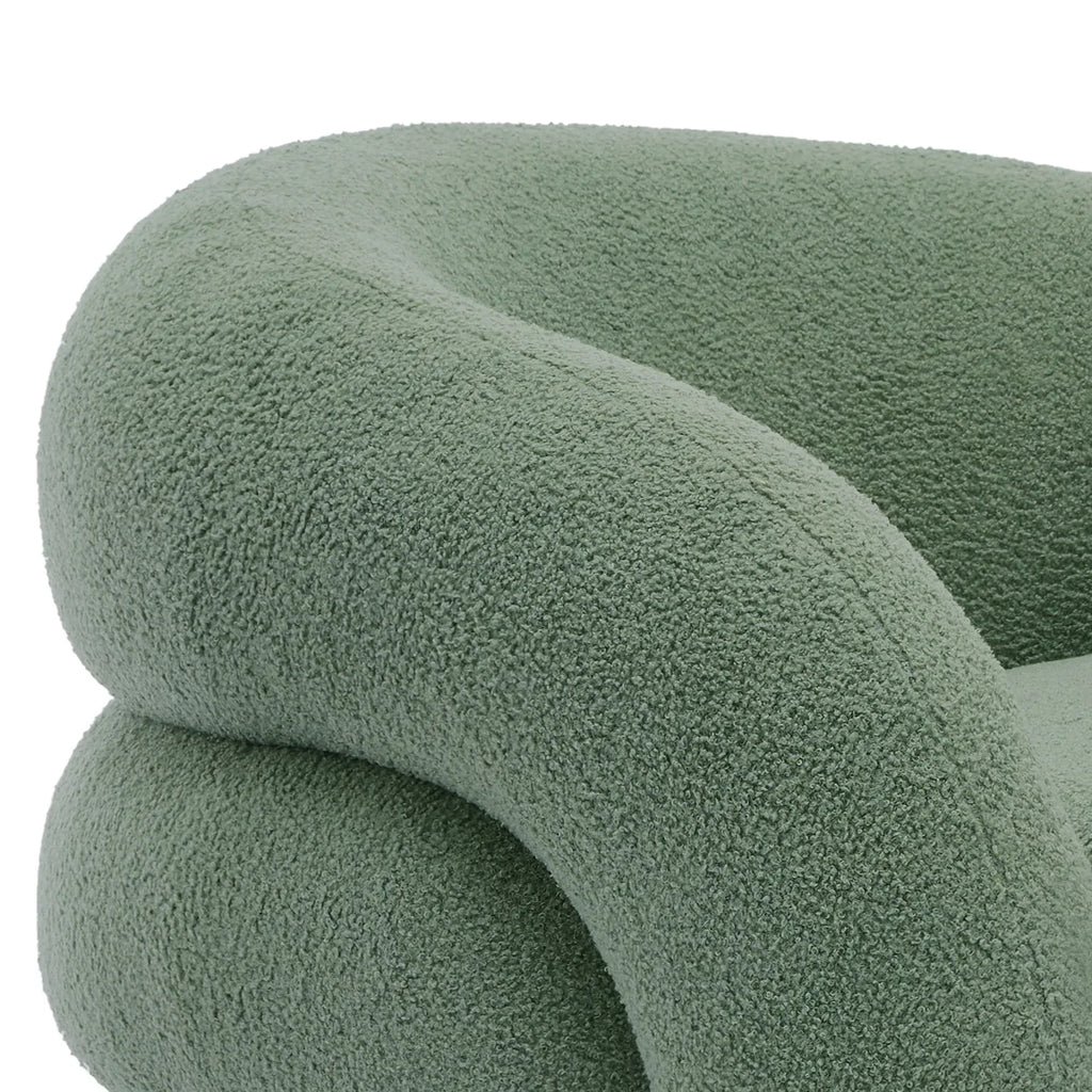 Nouveauté 2026 – Fauteuil pivotant 360" pour salon, fauteuil tonneau bouclé, canapé une place, fauteuil de lecture, vert sauge