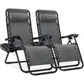 Nouveauté 2026 – Ensemble de 2 fauteuils inclinables zéro gravité Best Choice Products pour terrasse et piscine avec porte-gobelet - Gris