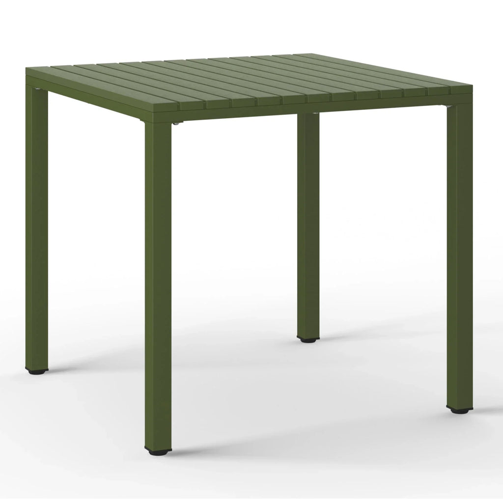 Nouveauté 2026 – Ensemble de salle à manger d'extérieur WestinTrends Playa 5 pièces avec table et chaises empilables, structure en métal, vert olive