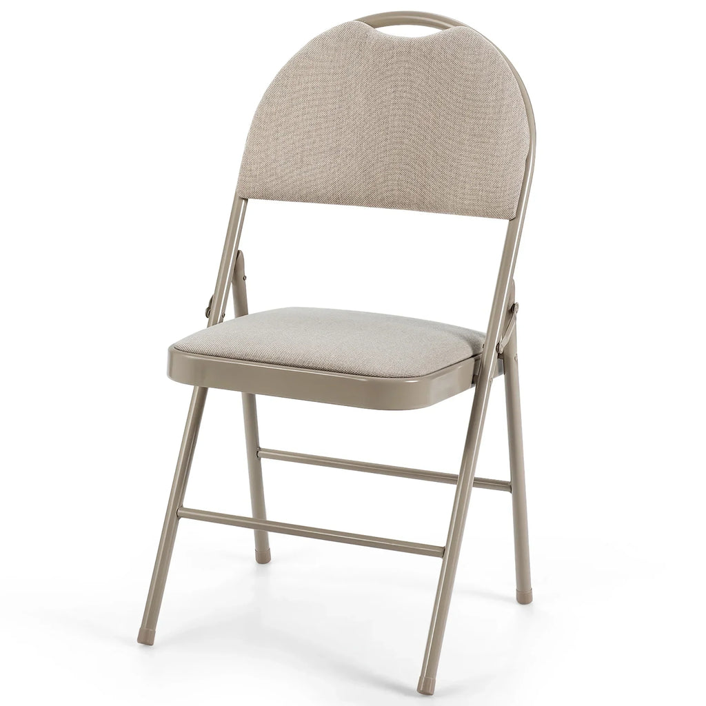 Nouveauté 2026 – Ensemble de 6 chaises pliantes Costway , assise rembourrée et revêtement en tissu, structure en métal, beige, pour la maison ou le bureau