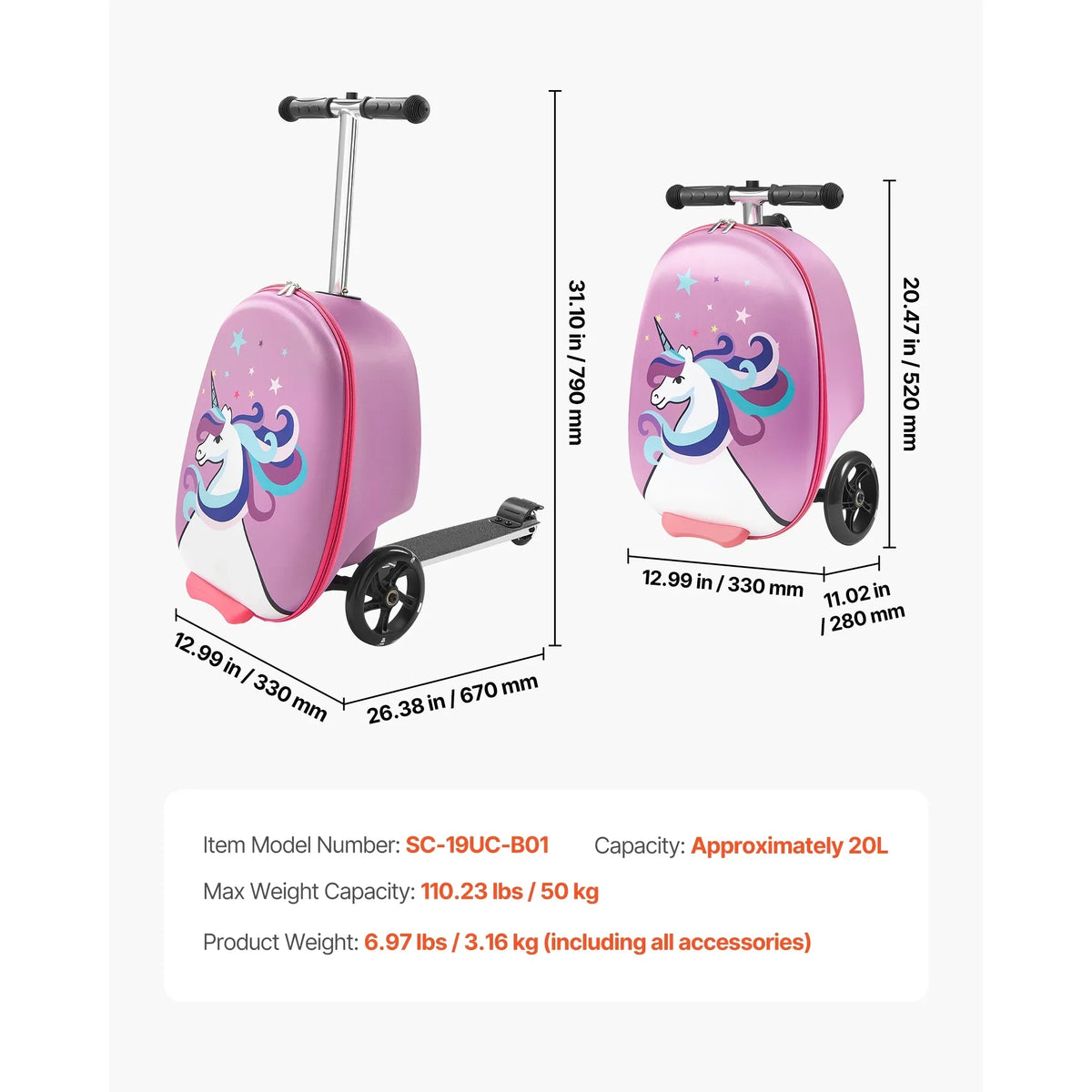 Nouveauté 2026 – Valise-trottinette enfant KFFKFF , capacité 20 L, avec roues lumineuses en PU, poignée réglable et antidérapante, pliable et légère, idéale pour les enfants de 5 ans et plus, couleur violette