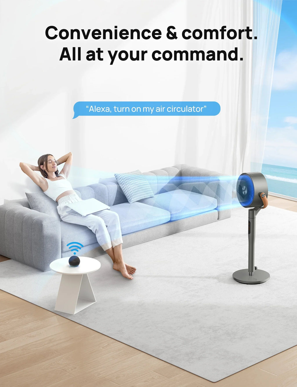 Nouveauté 2026 – Ventilateur sur pied Dreo avec télécommande, ventilateur silencieux de 109 cm (43 po) pour la chambre à coucher, ventilateurs de sol oscillants intelligents de 305 cm (120 po) + 267 cm (105 po) avec Wi-Fi et commande vocale, compatib