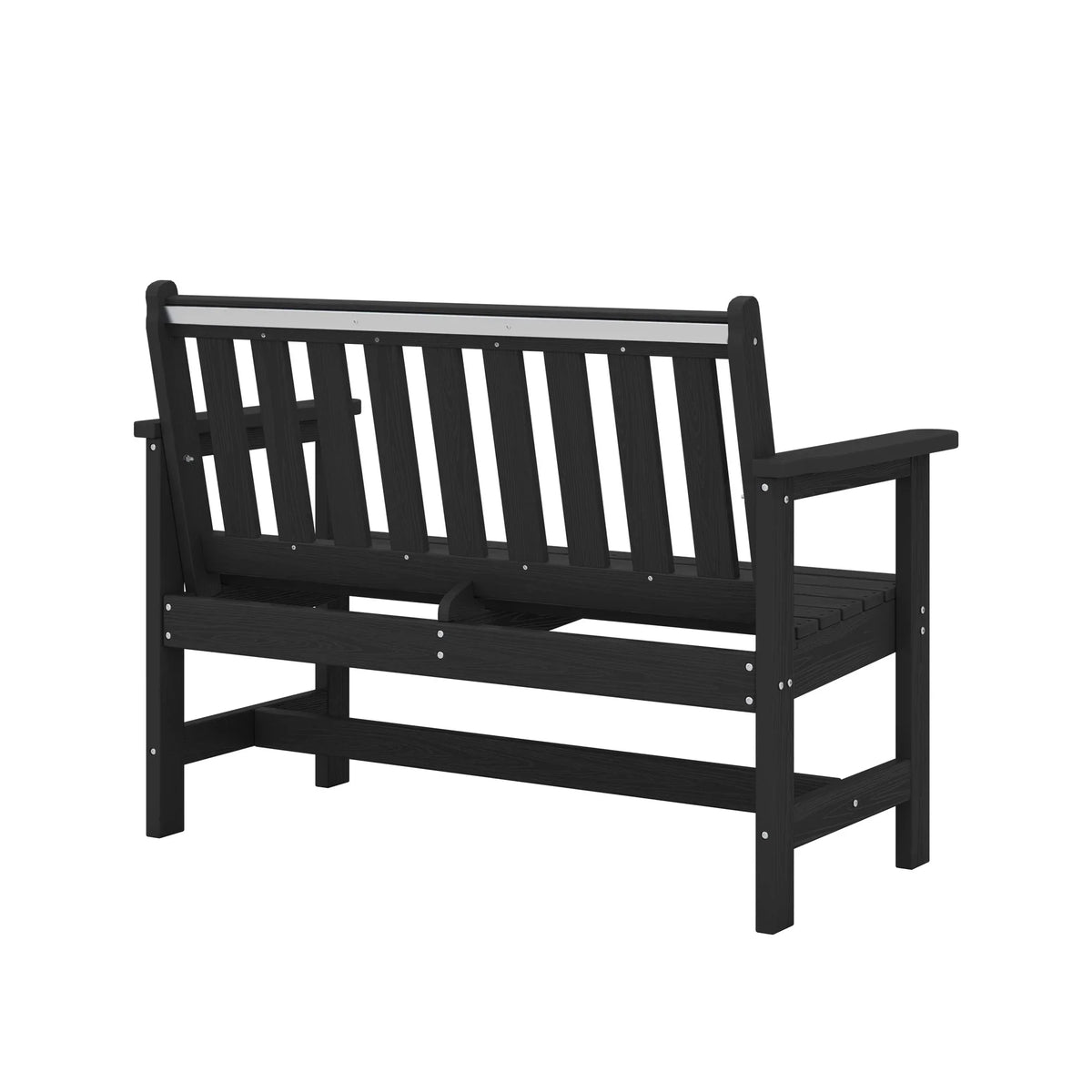 Nouveauté 2026 – Banc d'extérieur SERWALL pour 2 personnes, en PEHD résistant aux intempéries avec renforts en aluminium, supporte jusqu'à 300 kg, confortable pour terrasse, jardin et véranda, noir