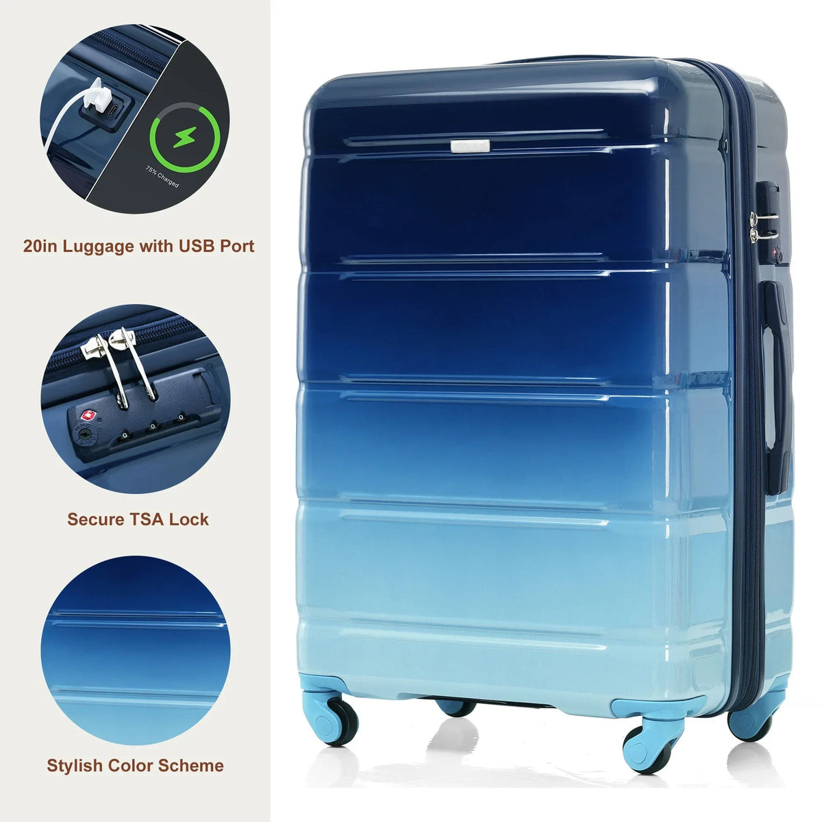 Nouveauté 2026 – Ensemble de 3 valises PAPROOS (51/61/71 cm), valise rigide légère avec port USB et crochets latéraux, bagage de voyage avec serrure TSA, valise à roulettes rigide pour l'école et les voyages, rose