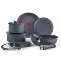 Nouveauté 2026 – Ensemble de 11 pièces antiadhésif T-fal Ingenio Essentials , poignée amovible, compatible four, gril et lave-vaisselle, idéal pour camping-car, couleur granit gris