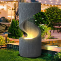 Nouveauté 2026 – Fontaine d'extérieur en forme de S Magic Union , fontaine d'intérieur à cascade en spirale avec lumières LED et pompe, fontaine incurvée en résine pour patio, cour, terrasse, porche et décoration intérieure