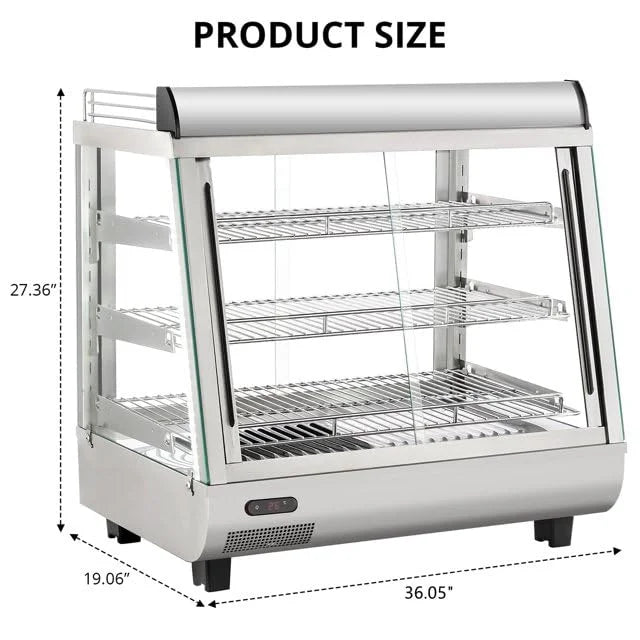 Nouveauté 2026 – Vitrine chauffante commerciale 36", vitrine chauffante de comptoir, chauffe-plats commercial avec étagères réglables, portes coulissantes en verre, armoire chauffante électrique à 3 niveaux